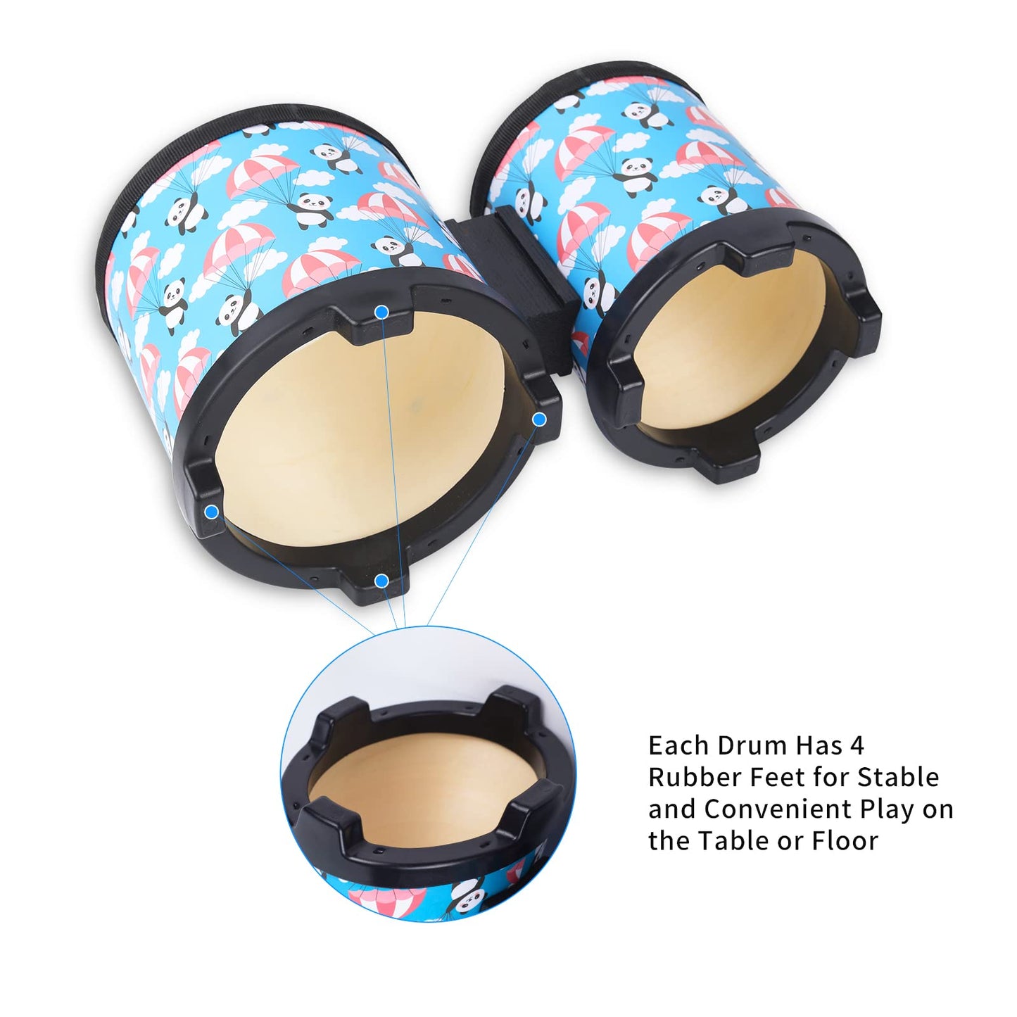 Bongo Floor Tom Drums Set: Floor Drum Percussion Music Instrument with 2 Mallets - Bongo Drums (Blue 5" to 6")