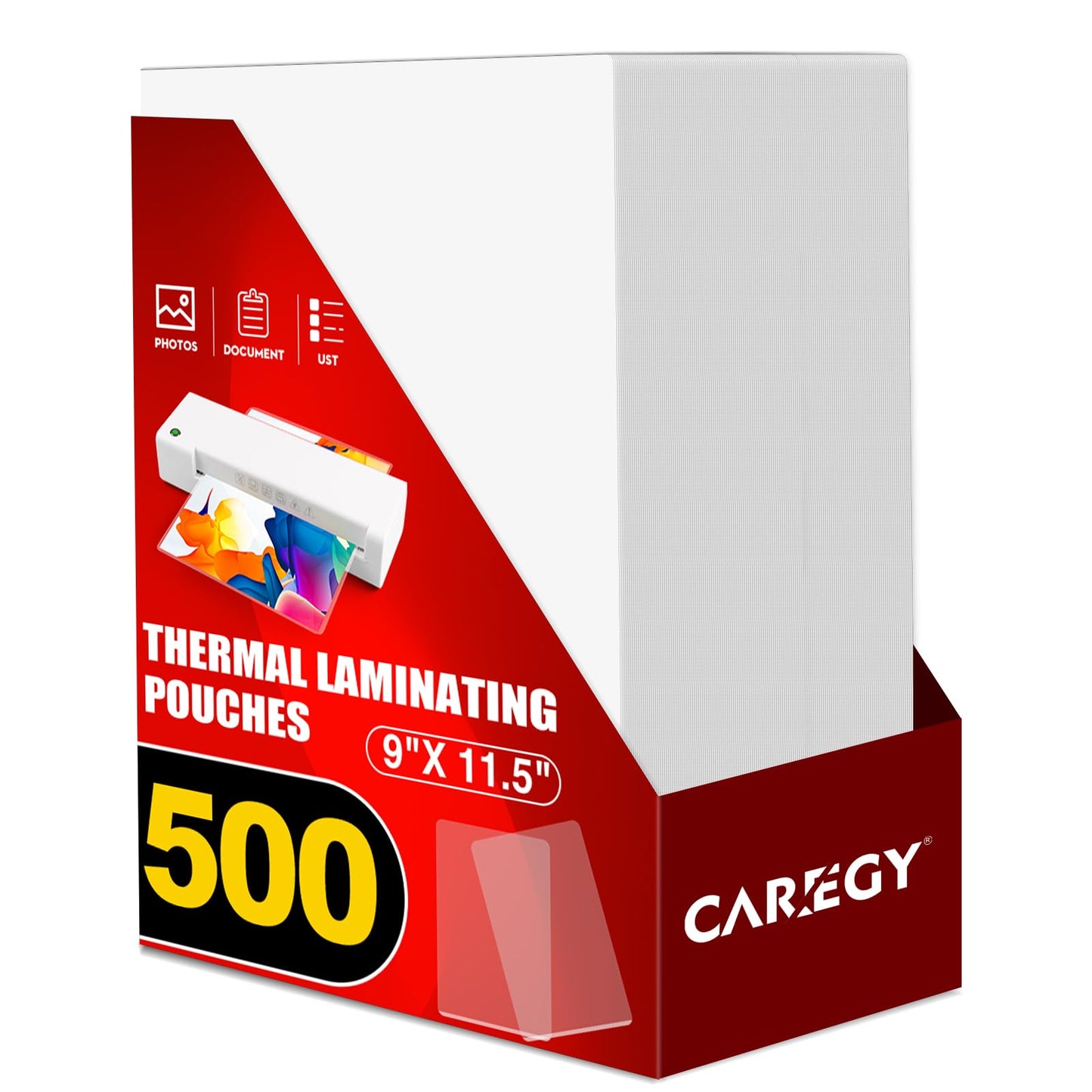 CAREGY 500 Pack Laminating Sheets,Holds 8.5 x 11 Inch Sheets,Thermal Laminating Pouches, 3 Mil, 9 x 11.5 Inches Lamination Sheet Paper for Laminator, Round Corner Letter Size