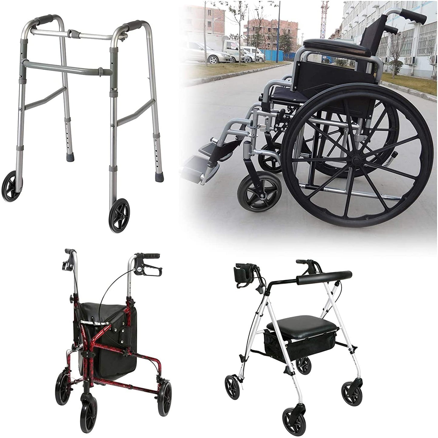 8 Inch by 1 Inch, Wheel Replacement for Wheelchairs, Black (2)
