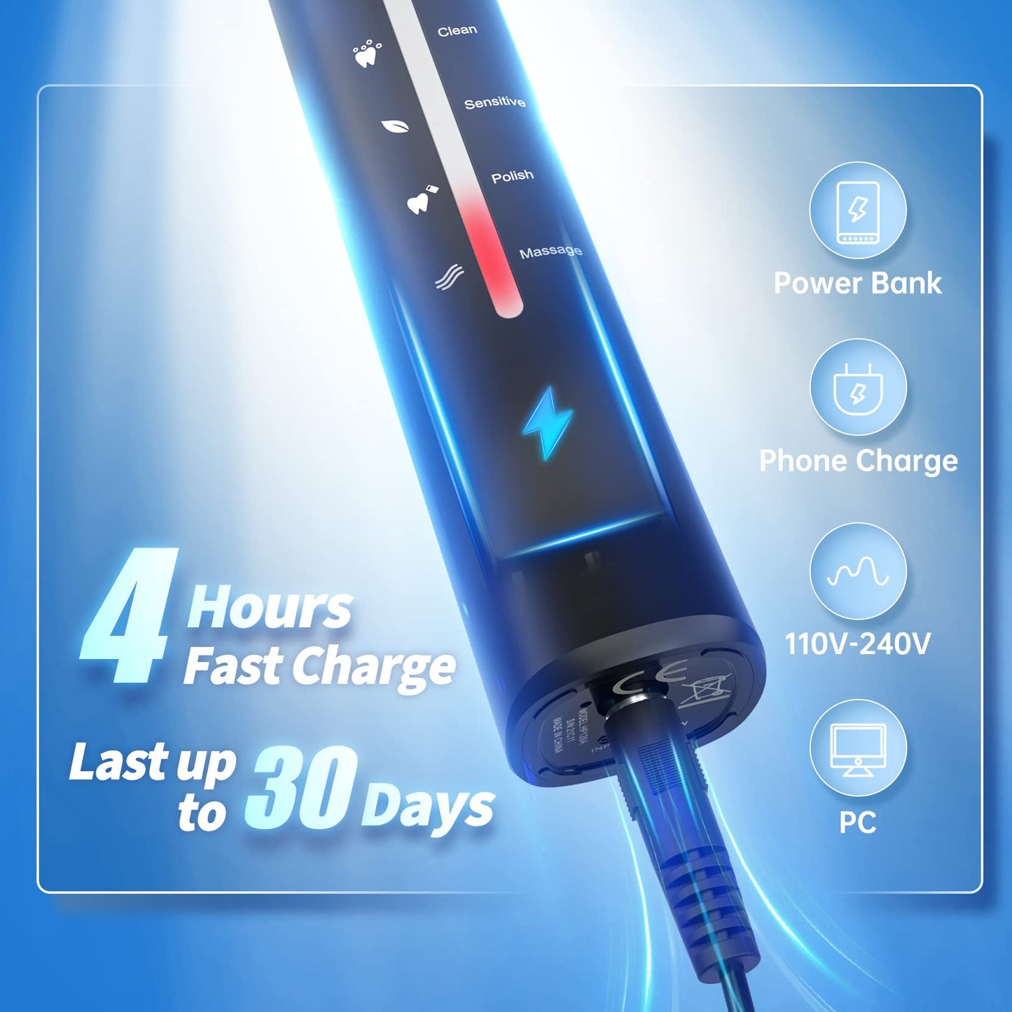 2 Pack Sonic Toothbrush, Electric Toothbrush Adults with 40000VPM 5 Modes 12 Brush Heads 2 Travel Cases, Sonic Toothbrush 4 Hours Charge Minimum 30 Days -Black&Pink