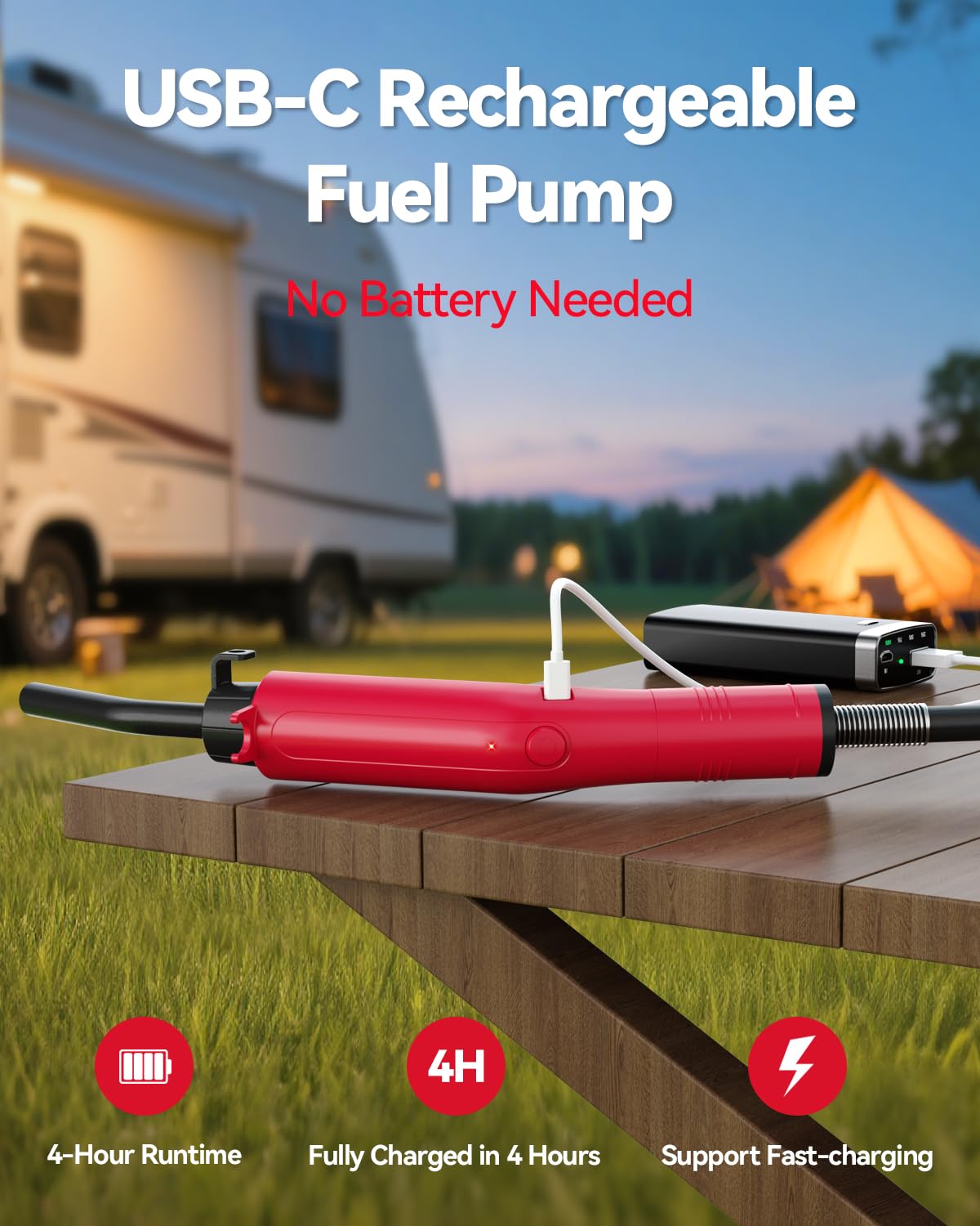 Leshein Fuel Transfer Pump 3GPM, USB Rechargeable Electric Siphon Pump for Gasoline Diesel Water, Portable Leakproof Gas Can Pump with Upgraded Hose Material & Build, Ultra-Fast Oil Transfer Pump