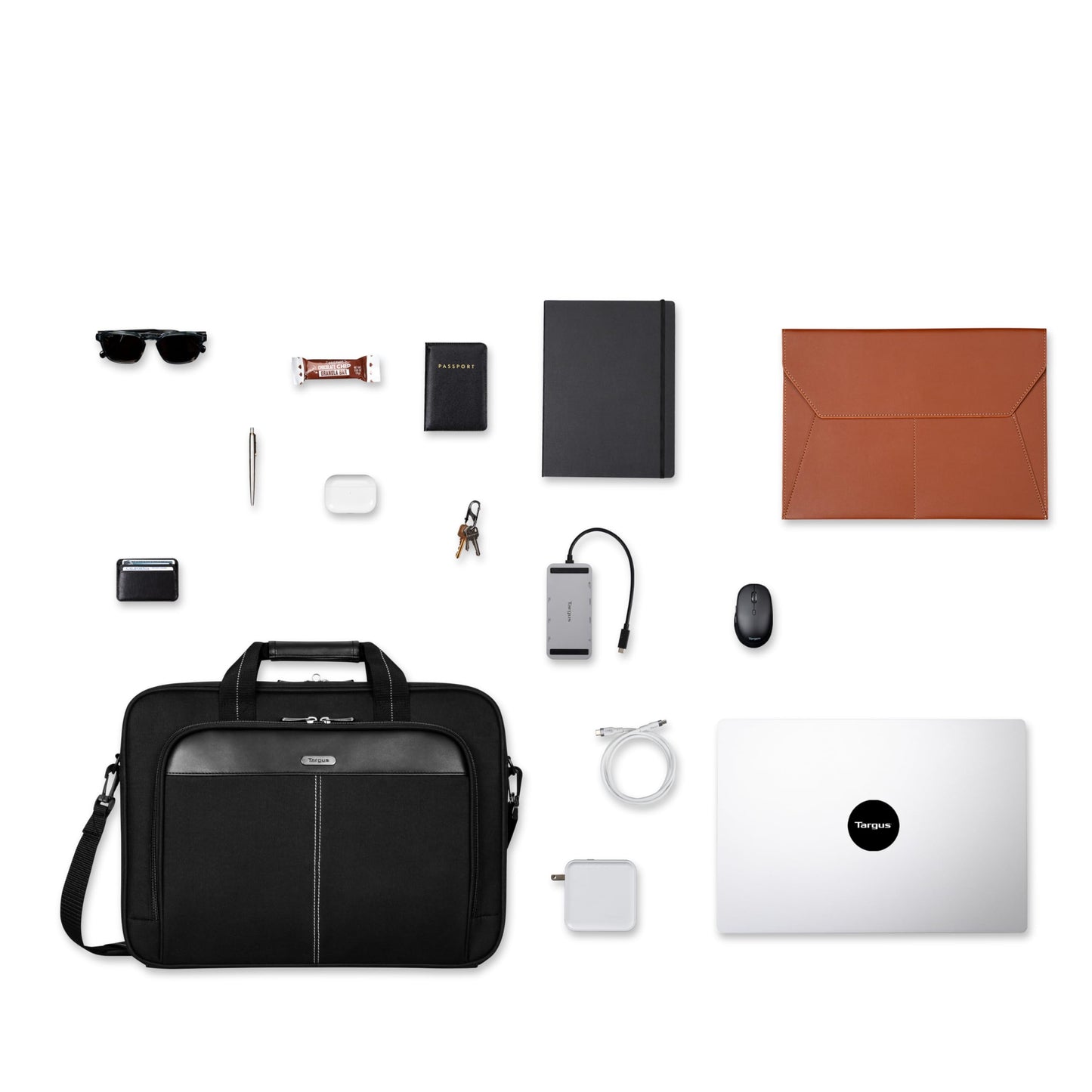 Targus 15–16” Classic Slim Briefcase – Lightweight Laptop Bag with Padded Compartment, Trolley Strap, Organizer Pocket & Shoulder Strap – Fits up to 16” Laptops - TCT027US