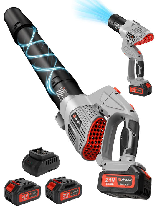 Cordless Leaf Blower Turbo Mode 700CFM 21V Electric Leaf Blower Brushless Motor 5 Gears with 2 X 4.0Ah Battery and Charger Lightweight 180°Rotation for Lawn Yard Garage Patio Blowing Leaves and Dust