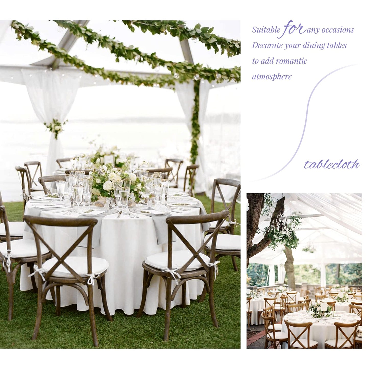 4 Pack White Round Tablecloth 90 Inch Washable Polyester Tablecloths for Round Tables Stain Resistant and Wrinkle Table Cloth Decorative Fabric Table Cover for Dining Wedding Party Banquet Buffet