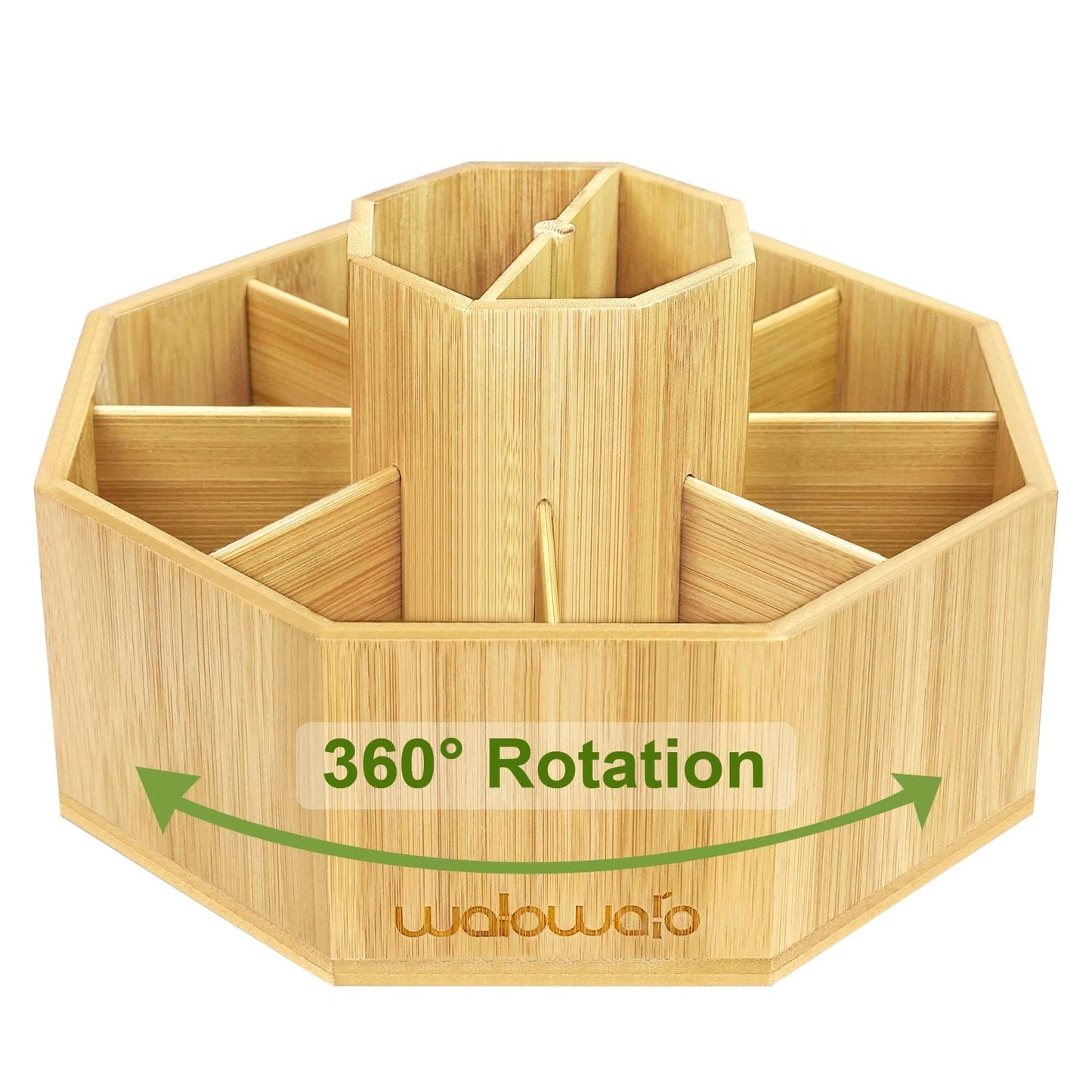walowalo Bamboo Rotating Art Supply Organizer Holds 800+ Pencils Spinning Crayon Marker Pen Holder for Desk Brush Storage for Office School Classroom Organization Stationary (Larger Version)