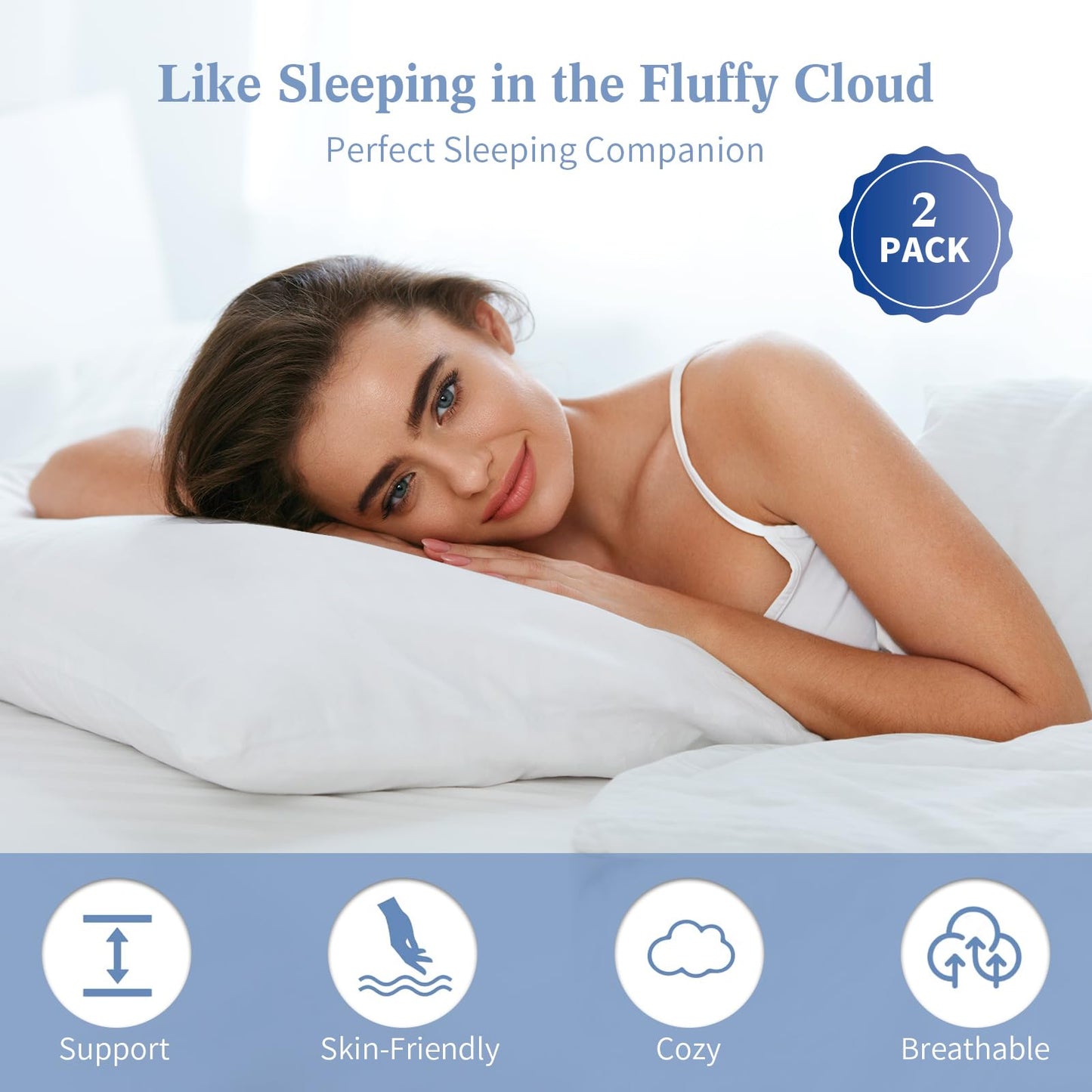 Sherwood Hotel Collection Bed Pillows for Sleeping 2 Pack King Size, Soft Microfiber Cover and 3D Super Soft Down Alternative Filled White Pillows (King)