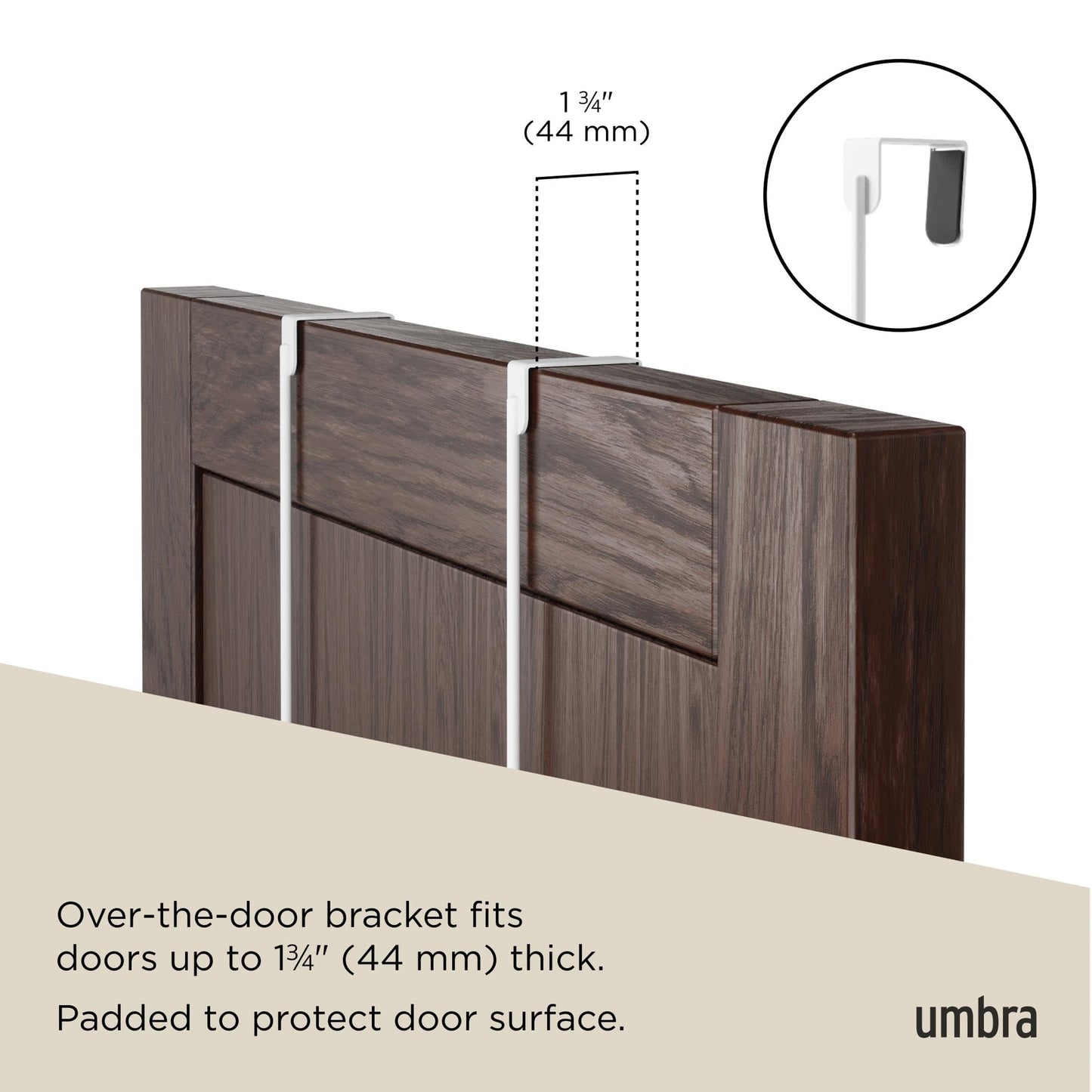 Umbra Estique Over The Door Coat Rack & Multi-Use Organizer, for Coats, Bags, Hats & More, White/Natural