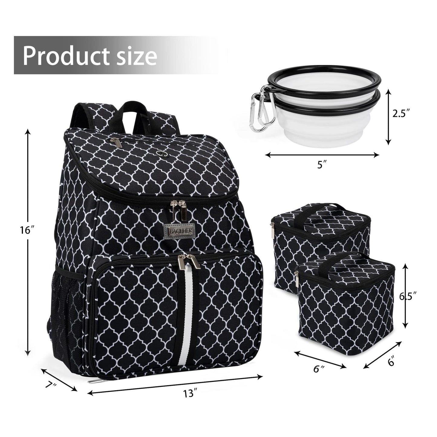 BAGLHER丨Dog Travel Bag, Airline Approved Pet Supplies Backpack, Dog Travel Backpack with 2 Silicone Collapsible Bowls and 2 Food Baskets