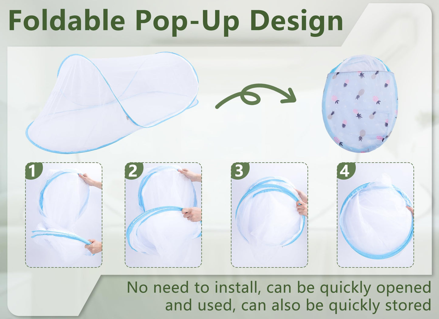 Gugxiom Foldable Net Pop Up for Single Bed, Portable Travel Net, für Bedroom, Outdoor, Camping