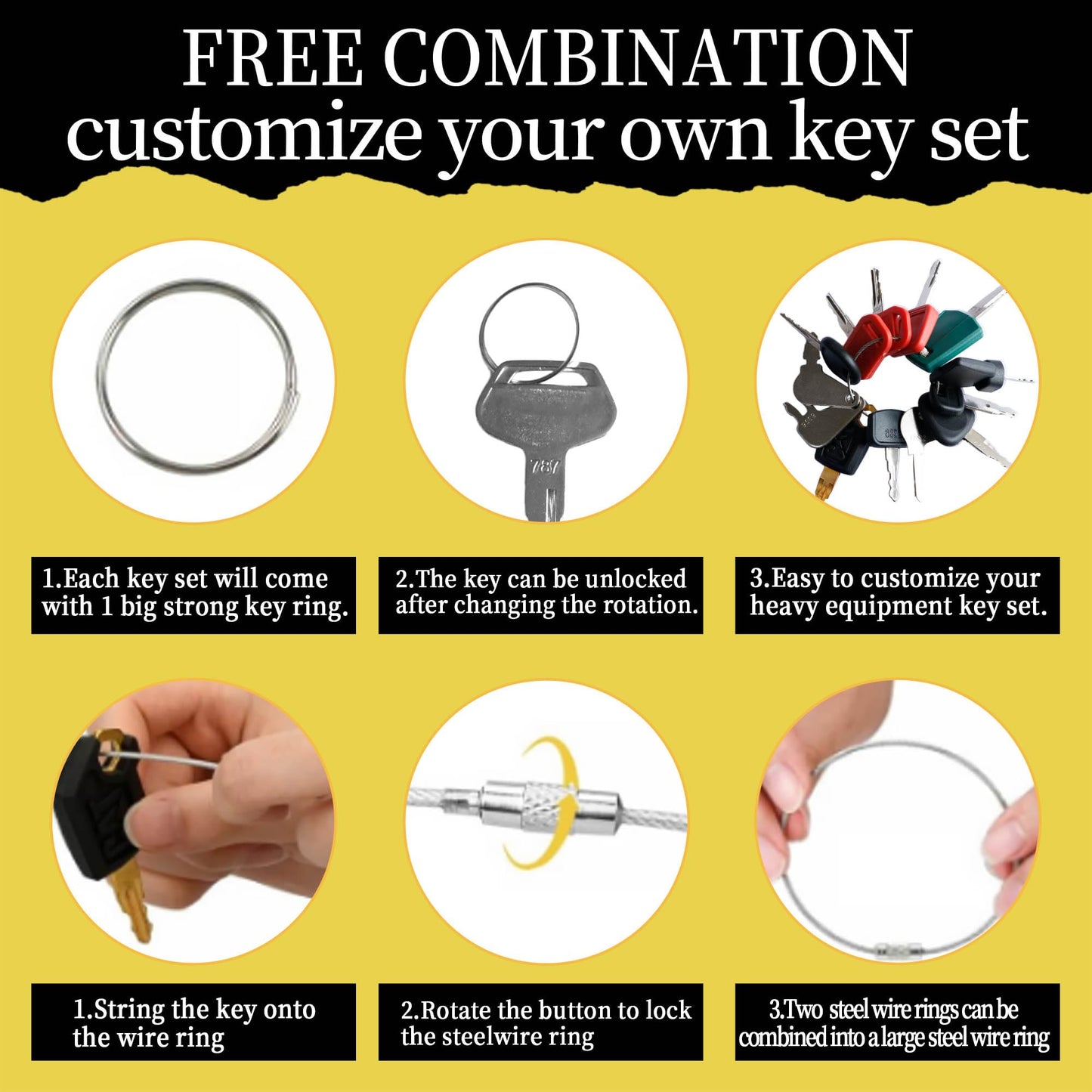 KVI 47 Heavy Equipment Keys Master Set, Fits John Deere Caterpillar CAT Key Kubota Forklift Bobcat Komatsu Takeuchi JCB Volvo etc.
