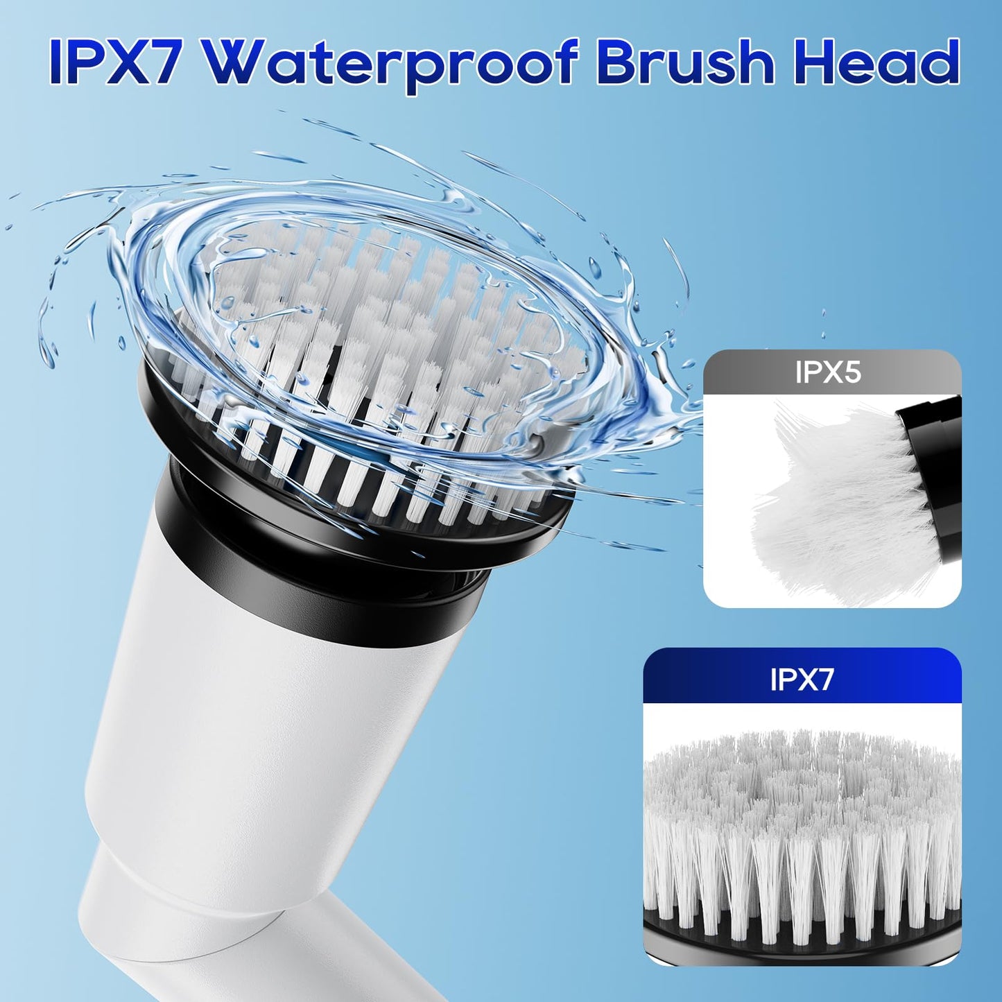 Kliburash Electric Spin Scrubber, 3 Speeds & Adjustable Long Handle Power Cordless Cleaning Brush, 8 Multifunctional Brush Heads with IPX7 Waterproof for Bathroom, Tub, Shower,Car Tiles