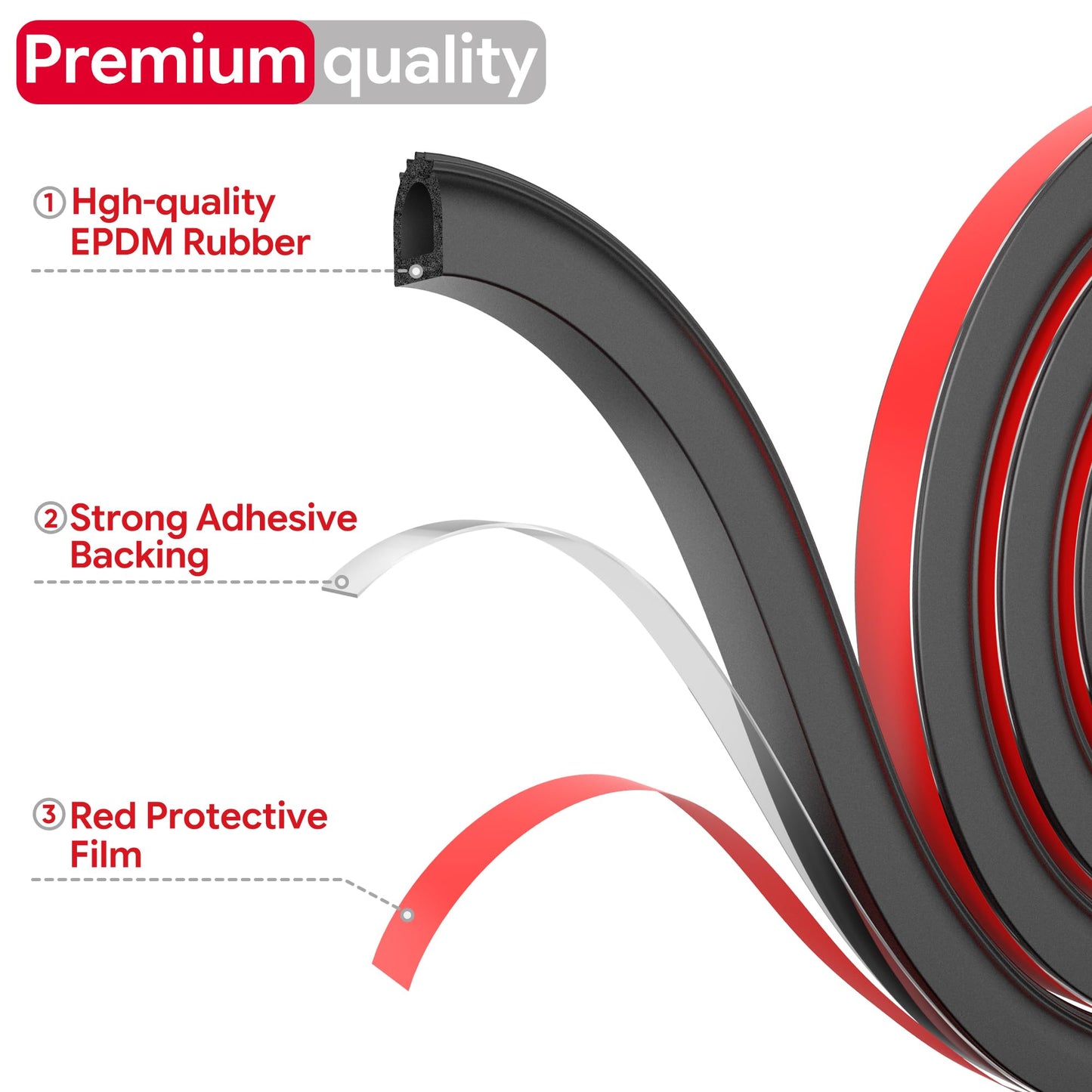 Weather Stripping Door Seal 26 Feet Foam EPDM Rubber Seal Strip Weather Stripping for Window, Door, RV, Boat, Auto, Truck, Marine