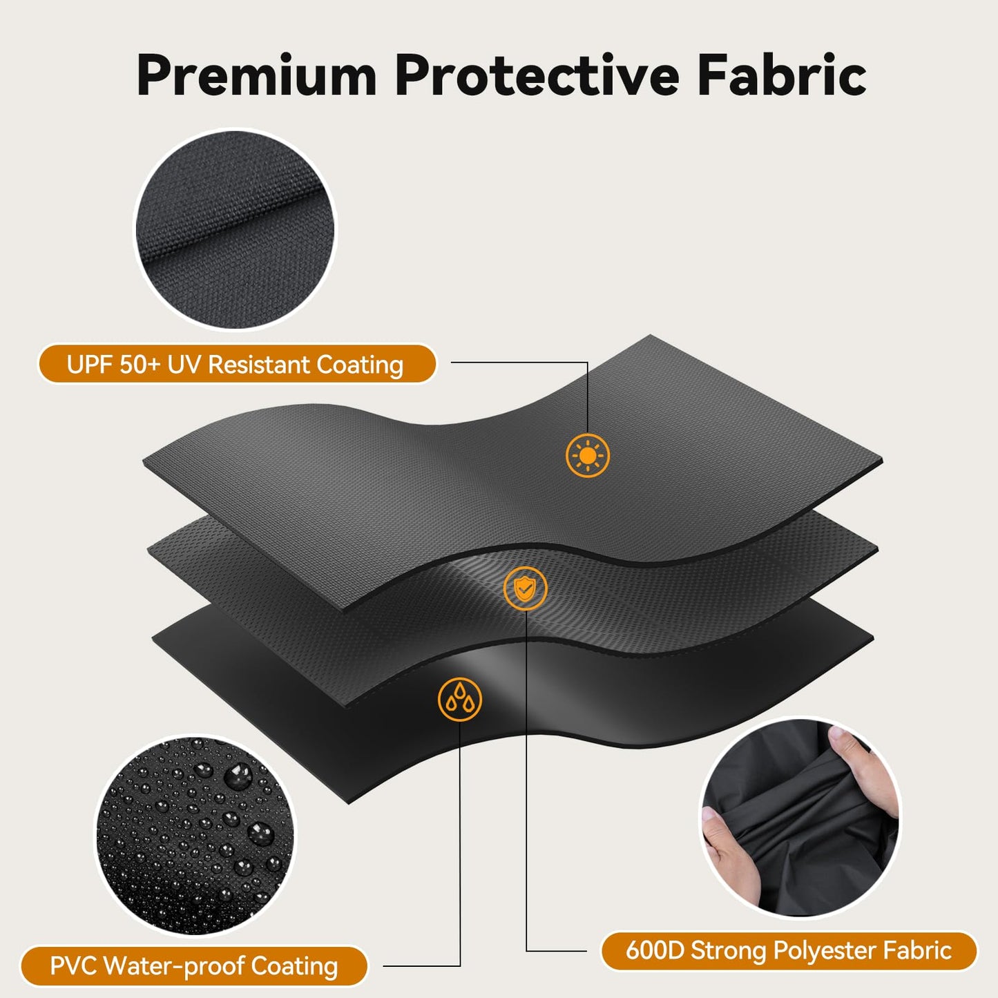 Rushare Heavy Duty 52 Inch Grill Cover for Weber Spirit 200 and 300 Series, BBQ Cover for Outdoor Gas Grill, Air Vent and Velcro Straps Design, Waterproof & All Weather