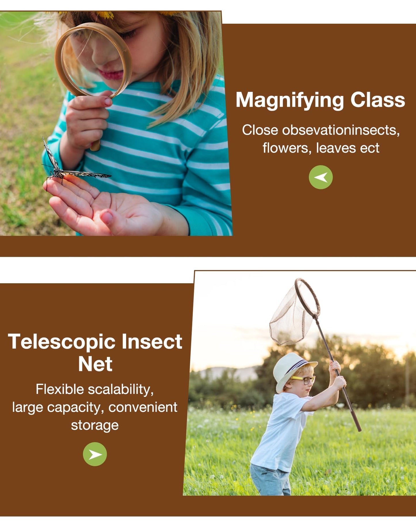ROBUD Kids Explorer Kit, Bug Catcher Kit with Costume Set, Outdoor Exploration Set for Camping, Montessroi Toy for Kids Coming Closer to Nature，WRP07