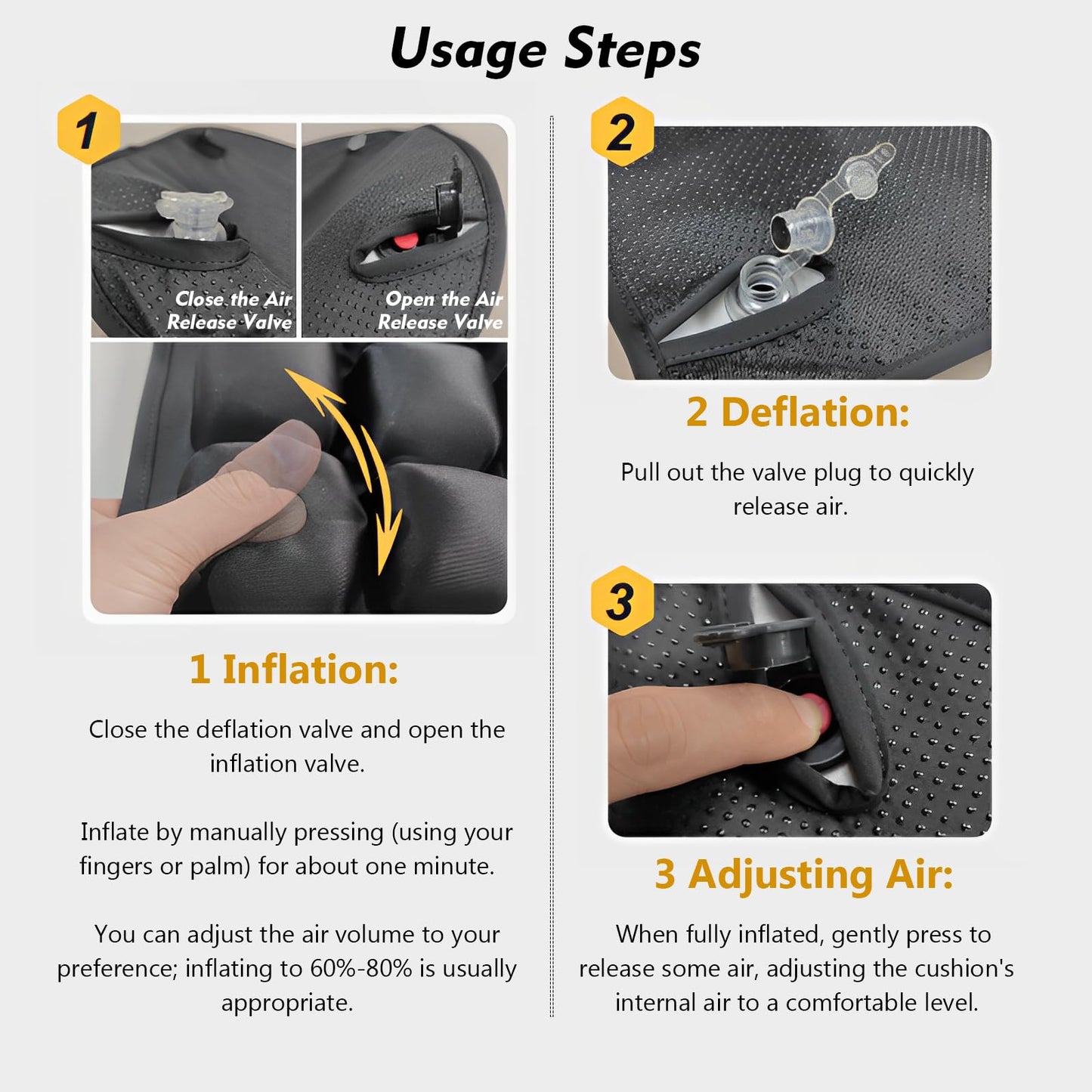 Inflatable Travel Seat Pressure Cushion, 3D Air Cushions for Airplane Car Wheelchair Office, Portable Ergonomic Cushion for Pressure Relief, Wheelchair Accessories