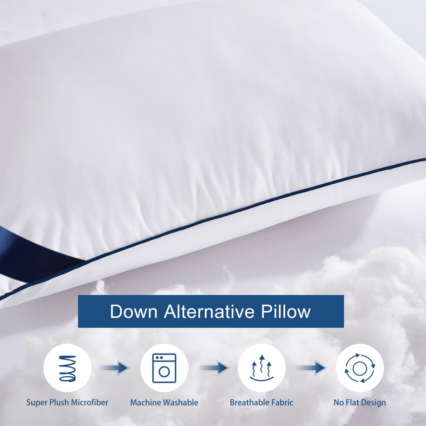 Pillows King Size Set of 4,Soft Microfiber King Pillows with Hollow Fiber,Hotel Quailty Bed Pillows for Sleeping 4 Pack for Back,Stoamch Sleeper