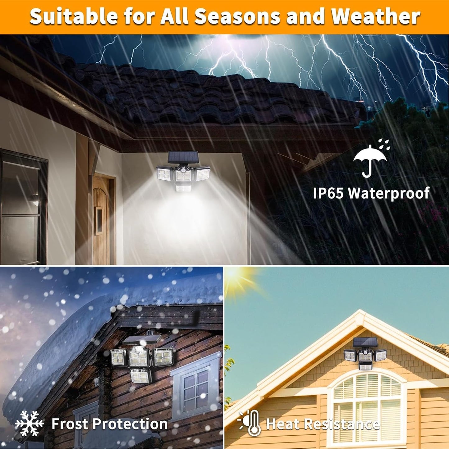 Xmart 8000LM 198 LED Solar Outdoor Lights Security Spot Lights 4 Adjustable Heads Motion Sensor Lights IP65 Waterproof 300° Wide Angle Wall Lights for Porch Yard Garage Pathway(2 Pack)