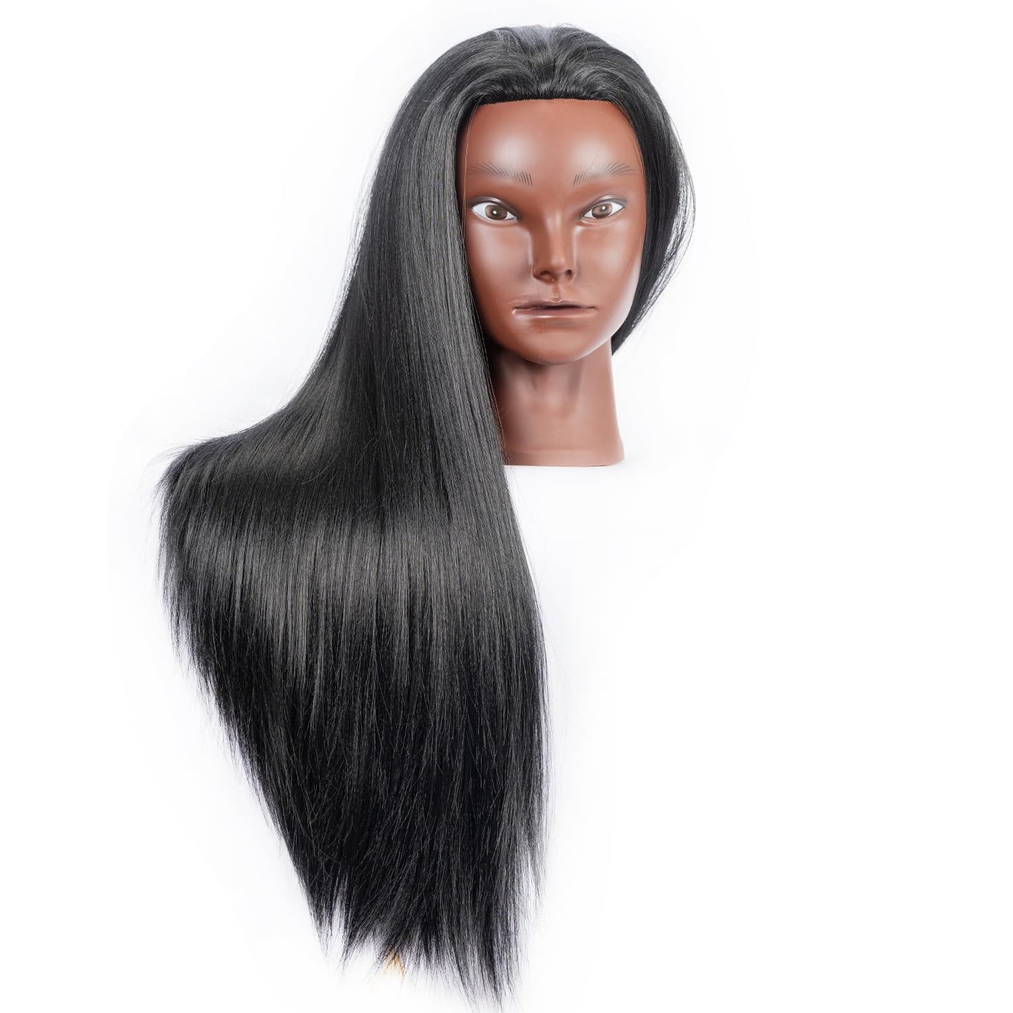 LJSMJF Mannequin Head with Hair, Doll Head for Hair Styling Training Head Manikin Practice Cosmetology Doll Head Styling Hairdressing Training Braiding Heads with Clamp Holder (black)