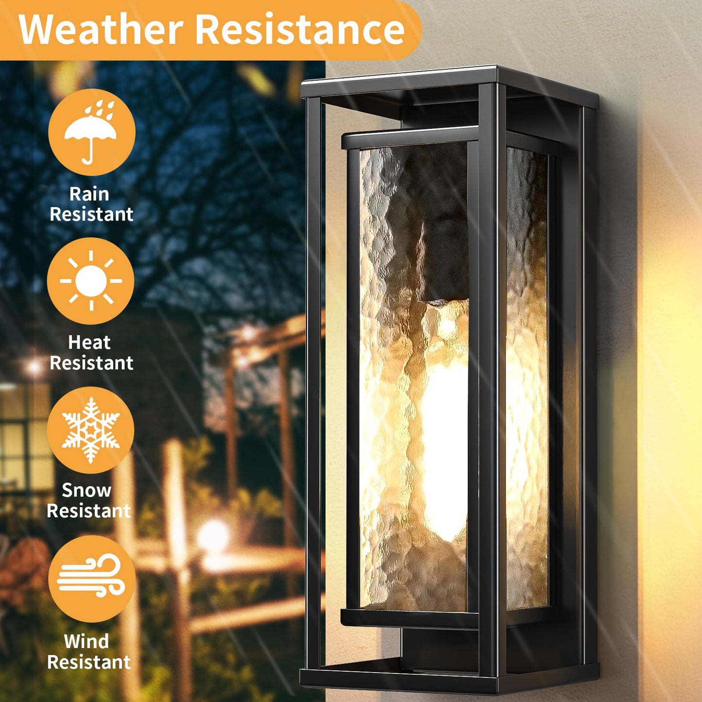 YSN 16" Large Outdoor Wall Lights 2 Pack, Modern Outdoor Light Fixtures Wall Mount, Black Exterior Sconce Outside Porch Lights, Waterproof Outside Lights for House Porch Garage