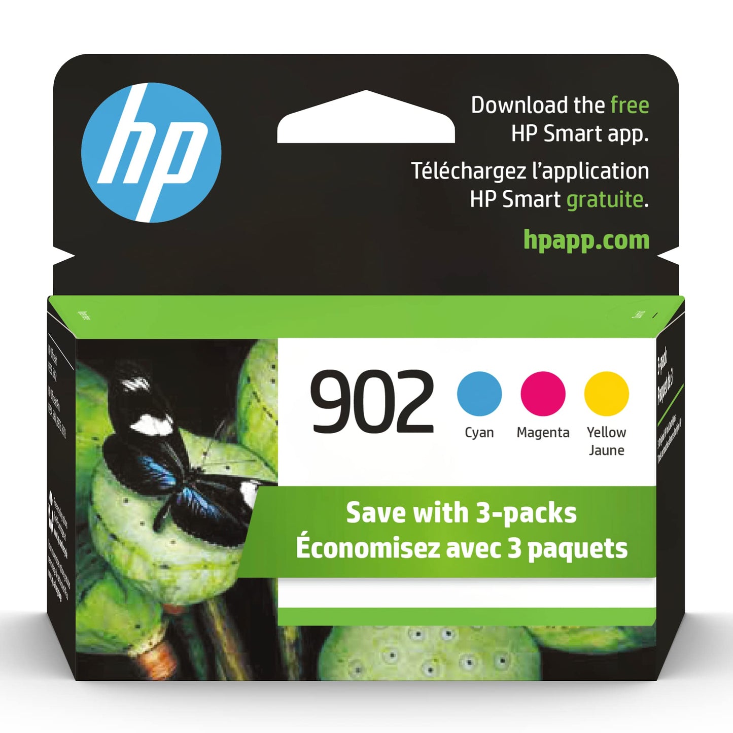HP 902 | 3 Ink Cartridges | Cyan, Magenta, Yellow | Works with HP OfficeJet 6900 Series, HP OfficeJet Pro 6900 Series | T6L86AN, T6L90AN, T6L94AN