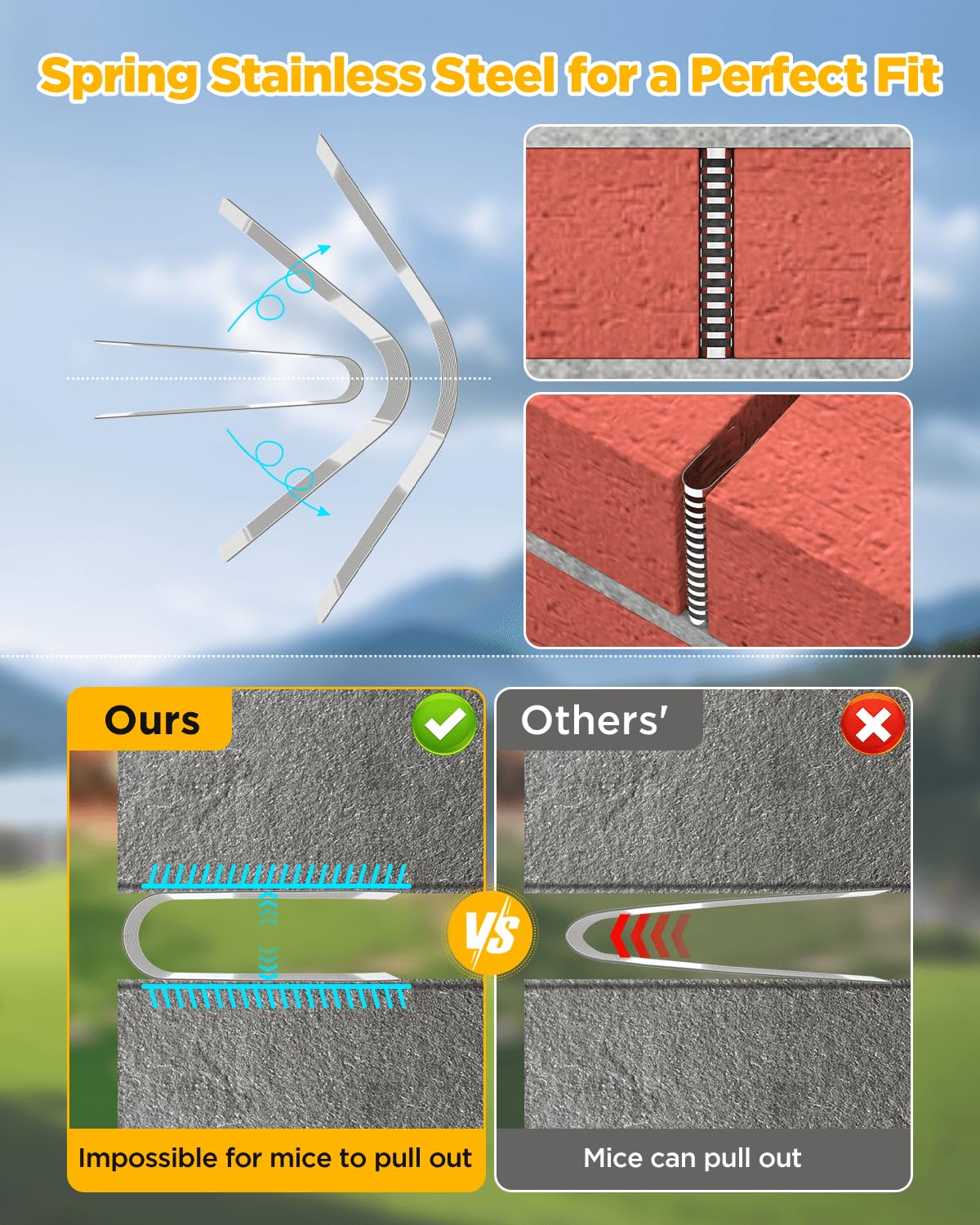 30 Pcs Weep Hole Covers for Brick Walls, Curved Spring Stainless Steel Hole Filler, 2.75" Vent Covers with Arched Design, Block Mice and Insects, Ventilation and Aesthetic Over Steel Wool (30)