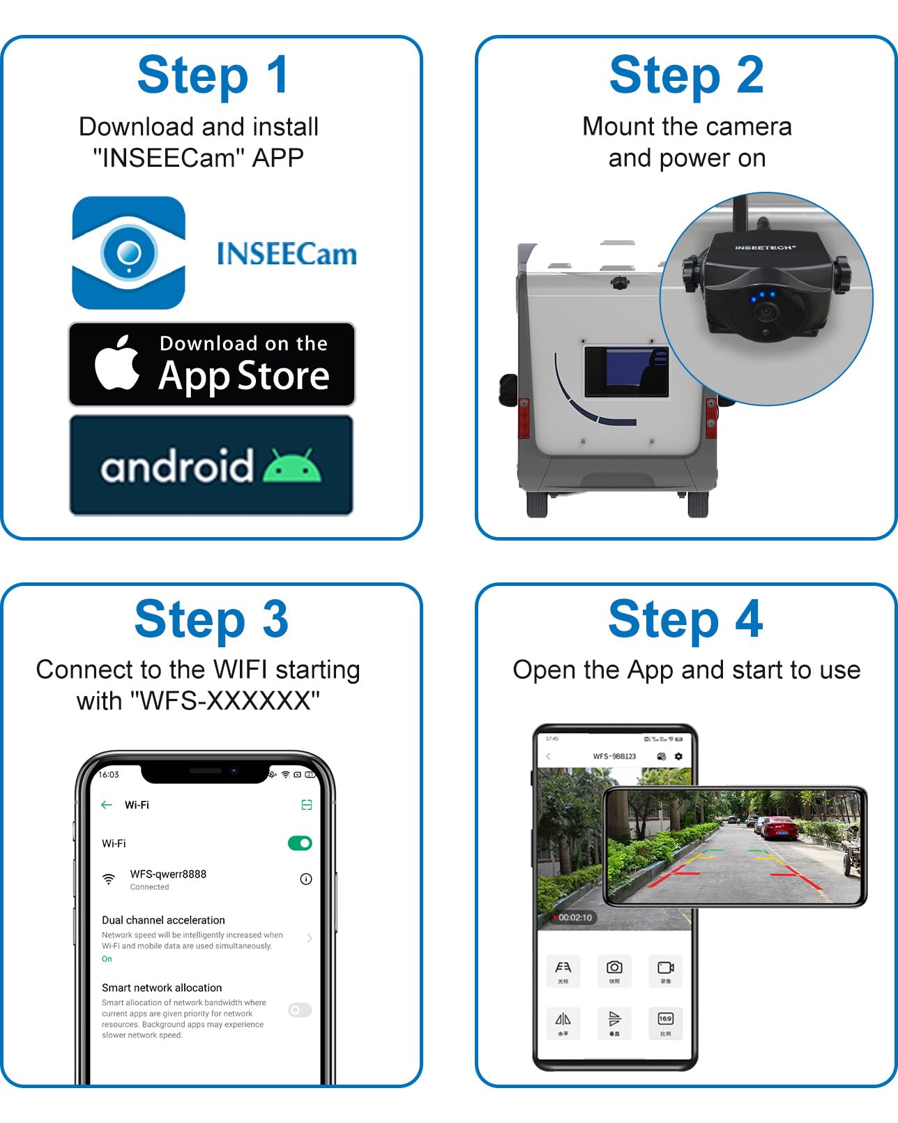 1080P Magnetic Wireless Backup Camera, 90 Days Standby Rechargeable Battery, Waterproof Rear/Front View Camera for Hitching Boat Trailer Horse Pickup RV Car for iPhone iPad Android