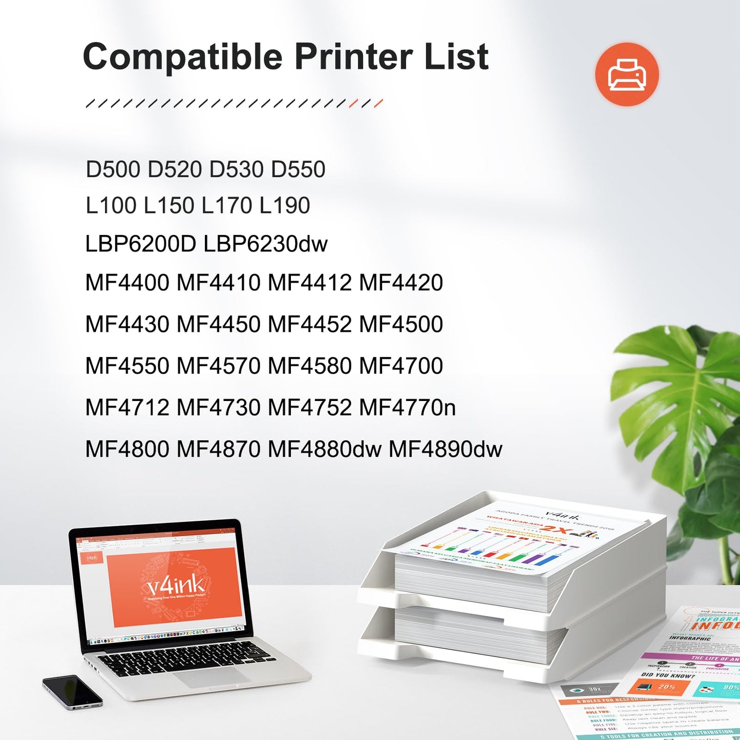 v4ink 2PK Compatible CRG-128 Toner Cartridge Replacement for Canon 128 Black Toner Cartridge Ink for Canon imageclass D530 D550 LBP6230dw MF4450 MF4570dw MF4770n MF4890dw MF4880dw Printer