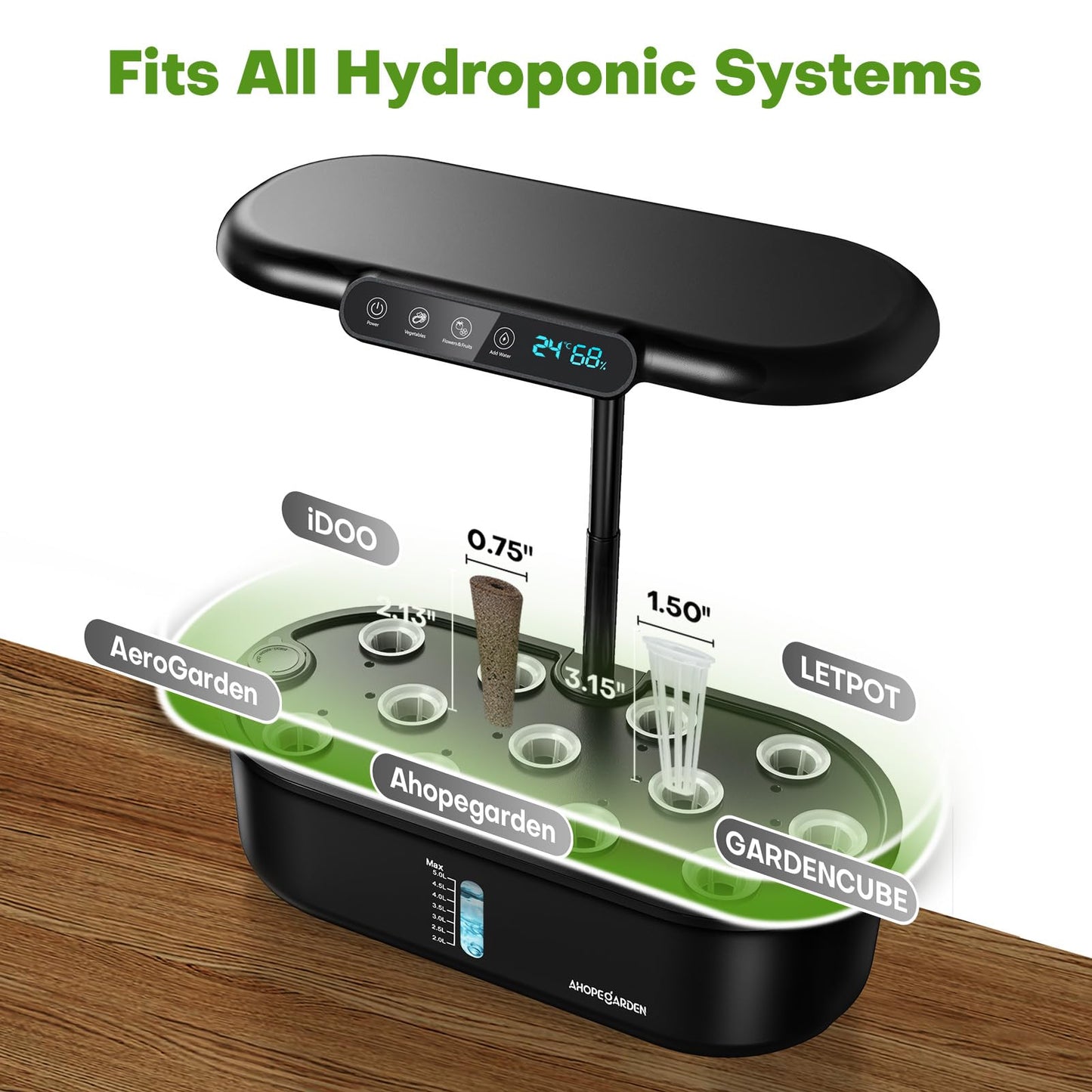 Ahopegarden Indoor Hydroponics Growing System Kit: 12 Pods Herb Garden with Temperature and Humidity Monitor, LED Grow Light for Growing Vegetables & Lettuce, Hydroponic Planter for Home Gift