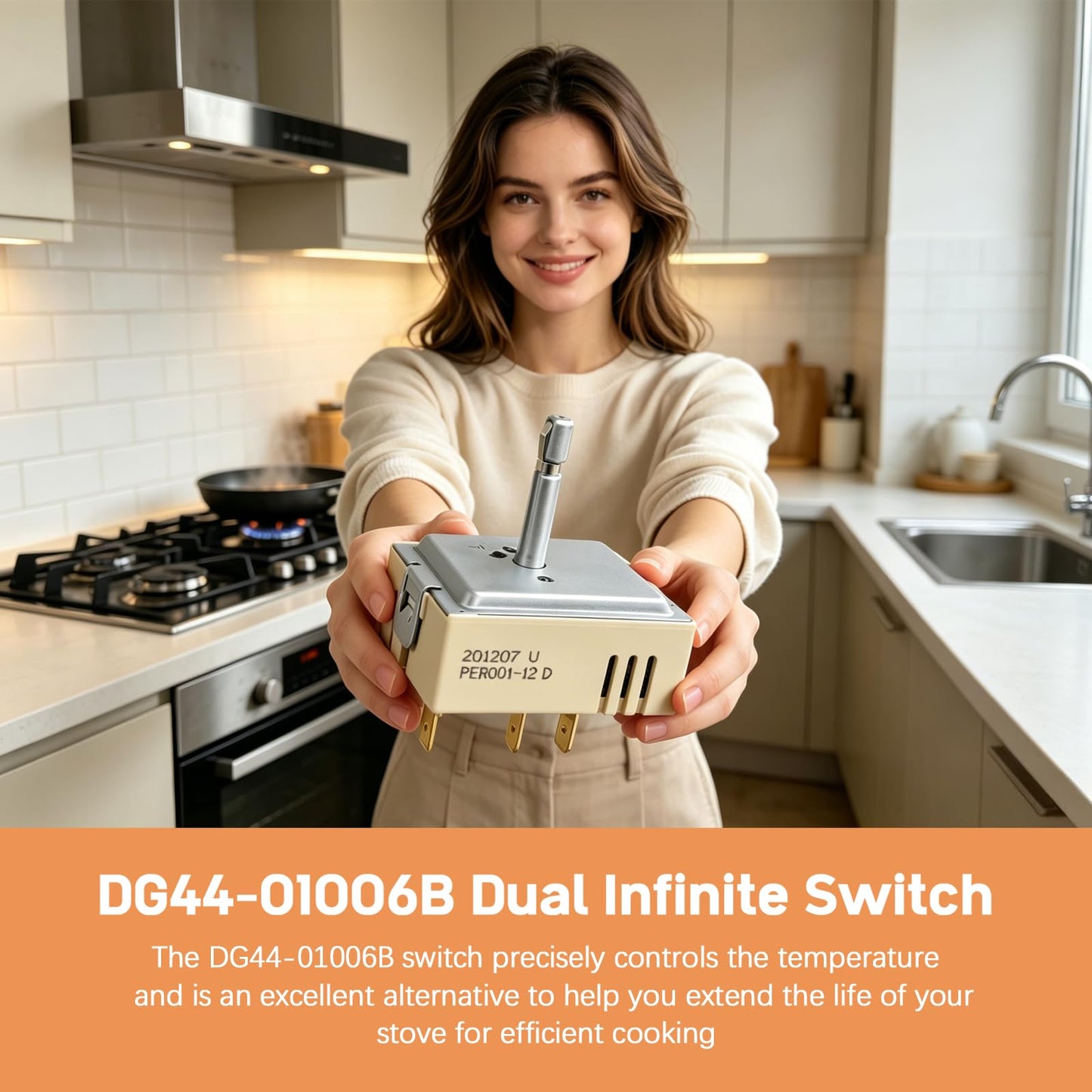 DG44-01006B PER001-12D Dual Infinite Switch Compatible with Samsung, Dual Surface Element Control Switch Replacement for PER001-12 D, AP6037530, PS11771631, EAP11771631, PD00035203
