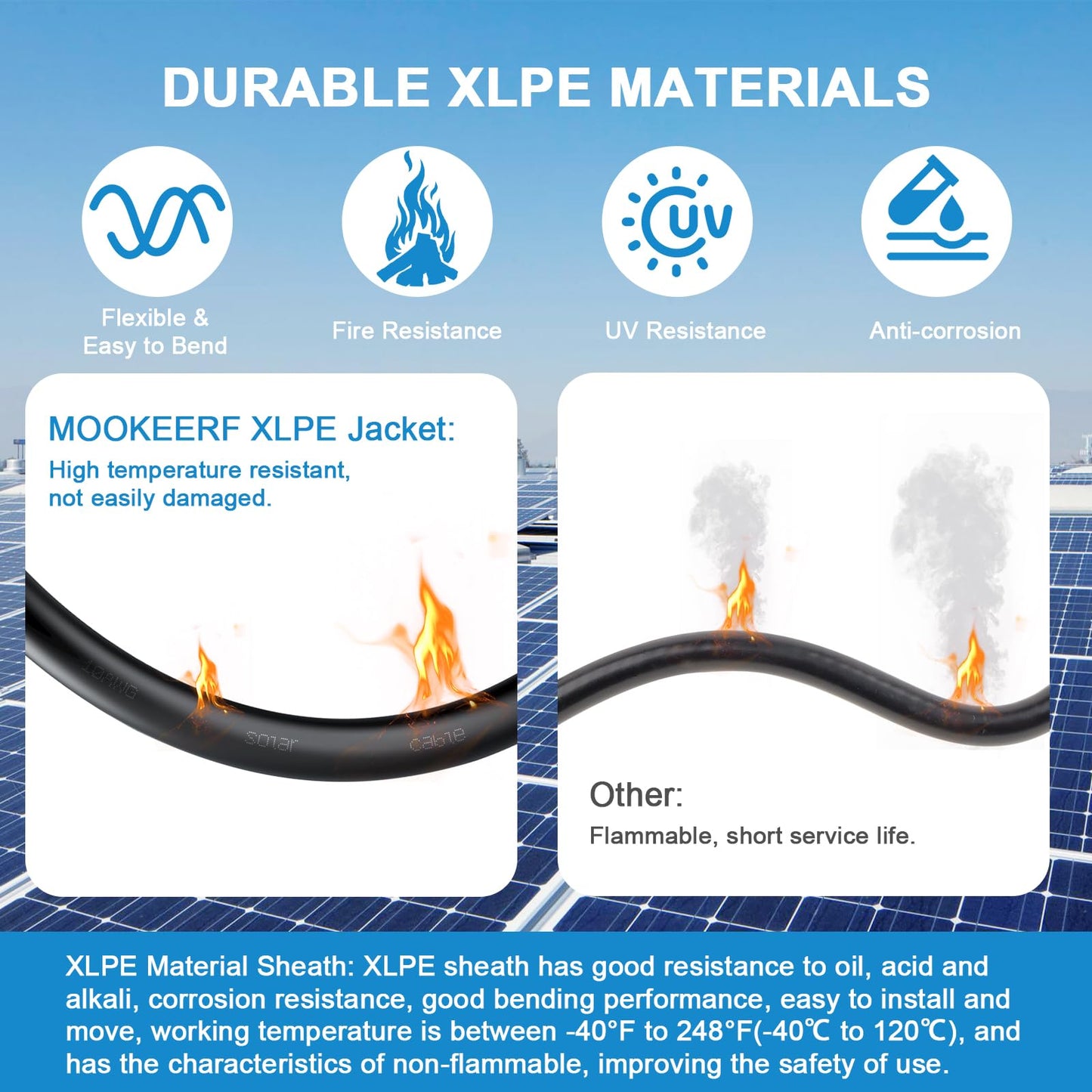 MOOKEERF Solar Panel Wire 10 AWG(6mm²) - Solar Extension Cable 50Ft Black & 50Ft Red 10 Gauge Tinned Copper PV Wire for Outdoor Automotive RV Boat Marine (Black+Red)