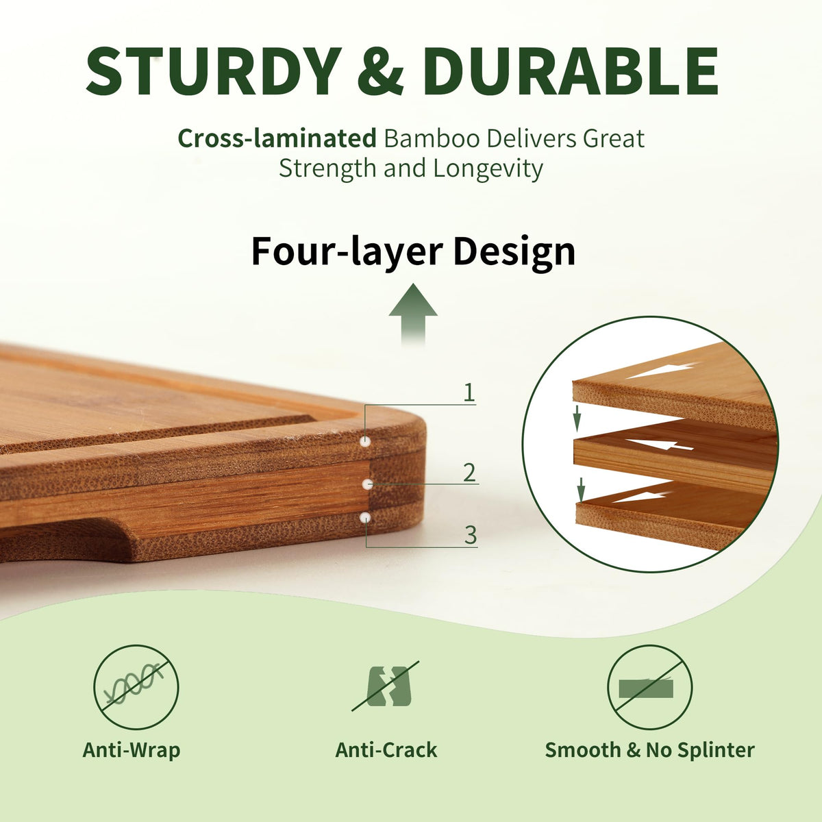 BAMBANG Bamboo Cutting Board, Dark Carbonized Chopping Boards Set of 3 with Stand, Butcher Block with Deep Juice Groove, Non-Toxic Wooden Cutting Boards for Kitchen Meal Prep & Serving