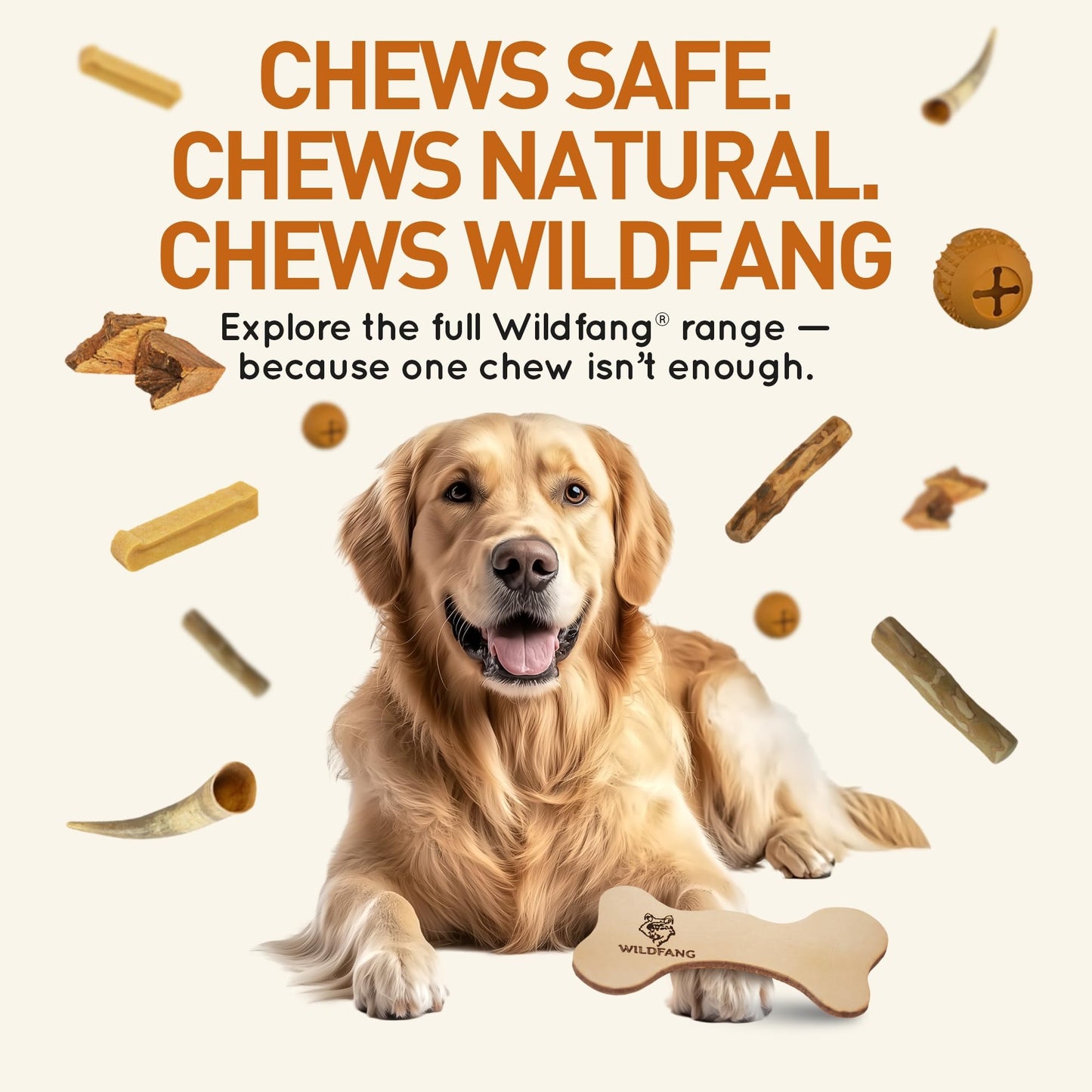 Wildfang® Leather Dog Toy, Large – Leather Bone for Teething Dogs, Dental Toys for Puppies, Training for Chewing Muscles, Puppy Chew Bones for Light or Medium Chewers (for Dogs Over 15 kg), Pack of 3