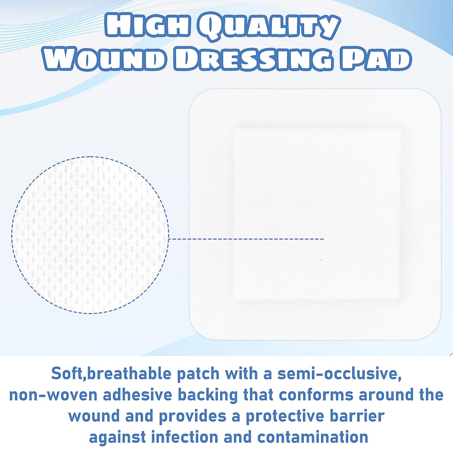 50 Pieces Bordered Gauze-Island Dressing is 5.9 x 5.9 Inch Wound Bandage Adhesive Patches Post Shower Pads Breathable Borders Individually Packed Pouches