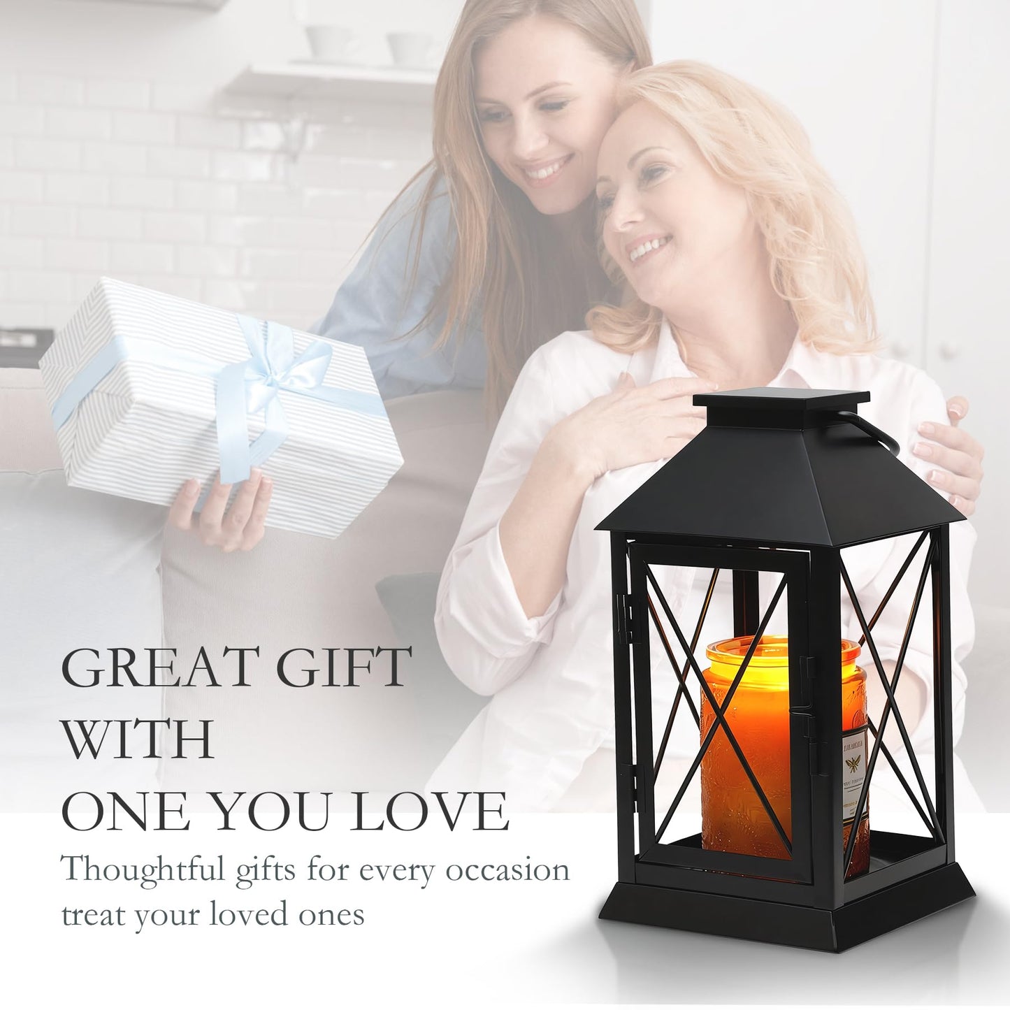 Candle Warmer Lamp,Candle Warmer Lamps with Timer,Black Lamp Candles Warmer Lantern for Jar Candle,Dimmable Candle Lamp Warmer Farmhouse with 2 Bulbs,Auto Shut Off & Adjustable Brightness