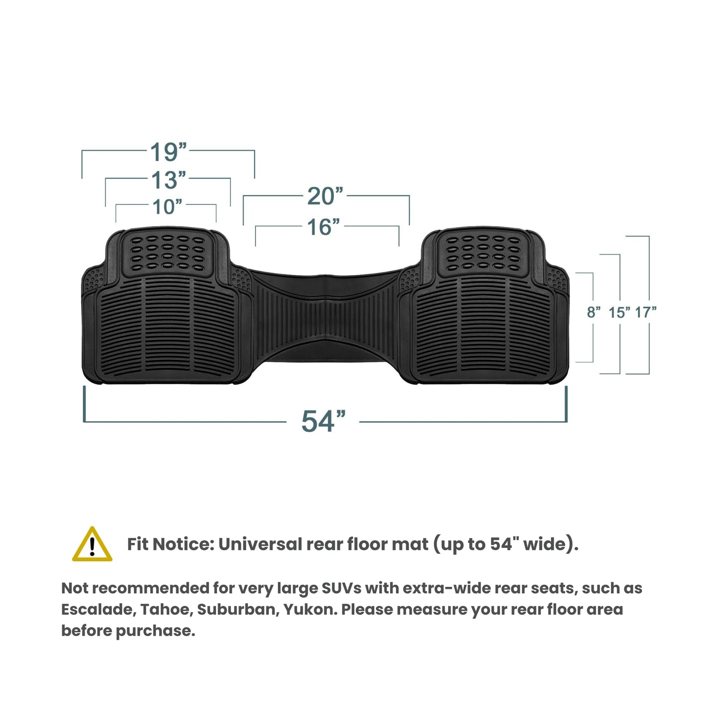 FH Group Car Floor Mats - Heavy-Duty Rubber Floor Mats for Cars, Universal Fit Rear Set, Trimmable Automotive Floor Mats, Climaproof Floor Mats for Most Sedan, SUV, Truck Floor Mats Black