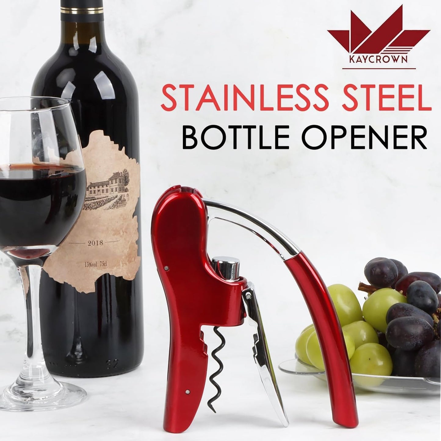 Best Utensils Professional Zinc Alloy Power Wine Opener Corkscrew Built-in Foil Cutter Premium Vertical Lever Corkscrew Waiter Wine Opener Kit Bottle Opener, Red