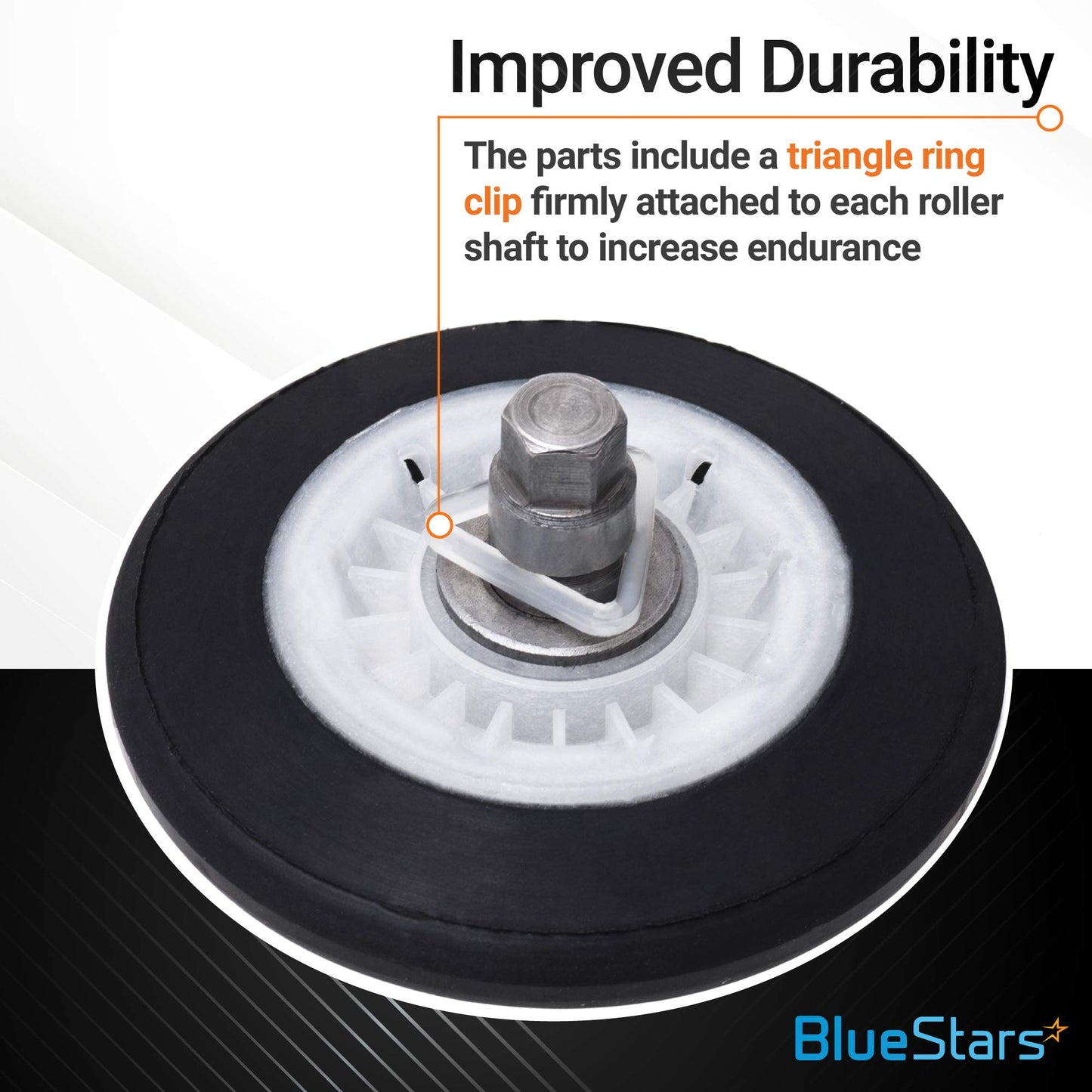 BlueStars Ultra Durable 4581EL2002C Dryer Drum Roller Assembly - Exact Fit for LG Kenmore Dryers - Replaces AP5688895 4581EL2002A 4581EL2002B 4581EL2002D PS8260240 - PACK OF 4