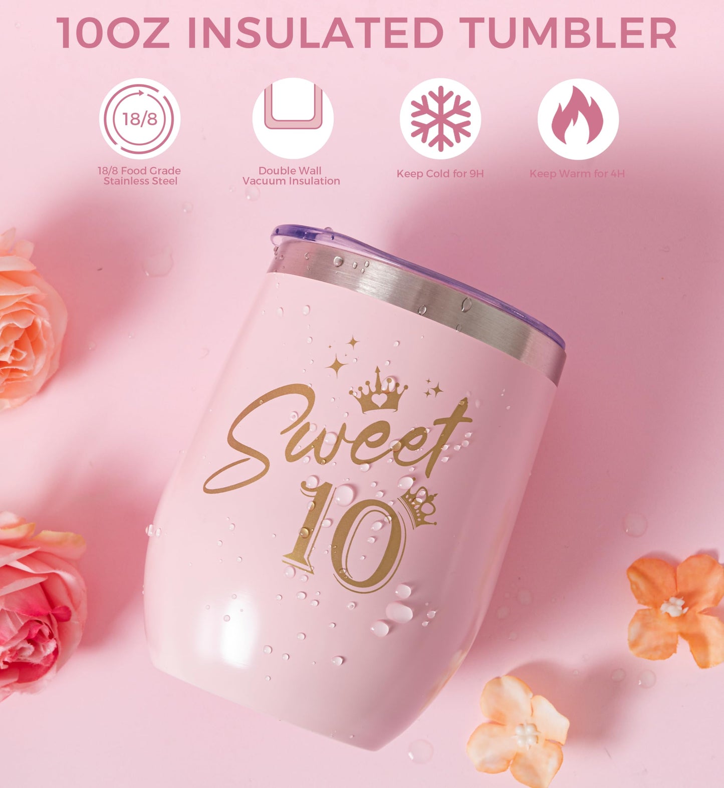 10th Birthday Gifts for Girls,Happy 10th Birthday Gift Ideas Set for Her,Cute Unique Turning to 10 Year Old BD Bdy Basket Presents Box for Niece,Best Friend, Sister, Daughter,Bestie