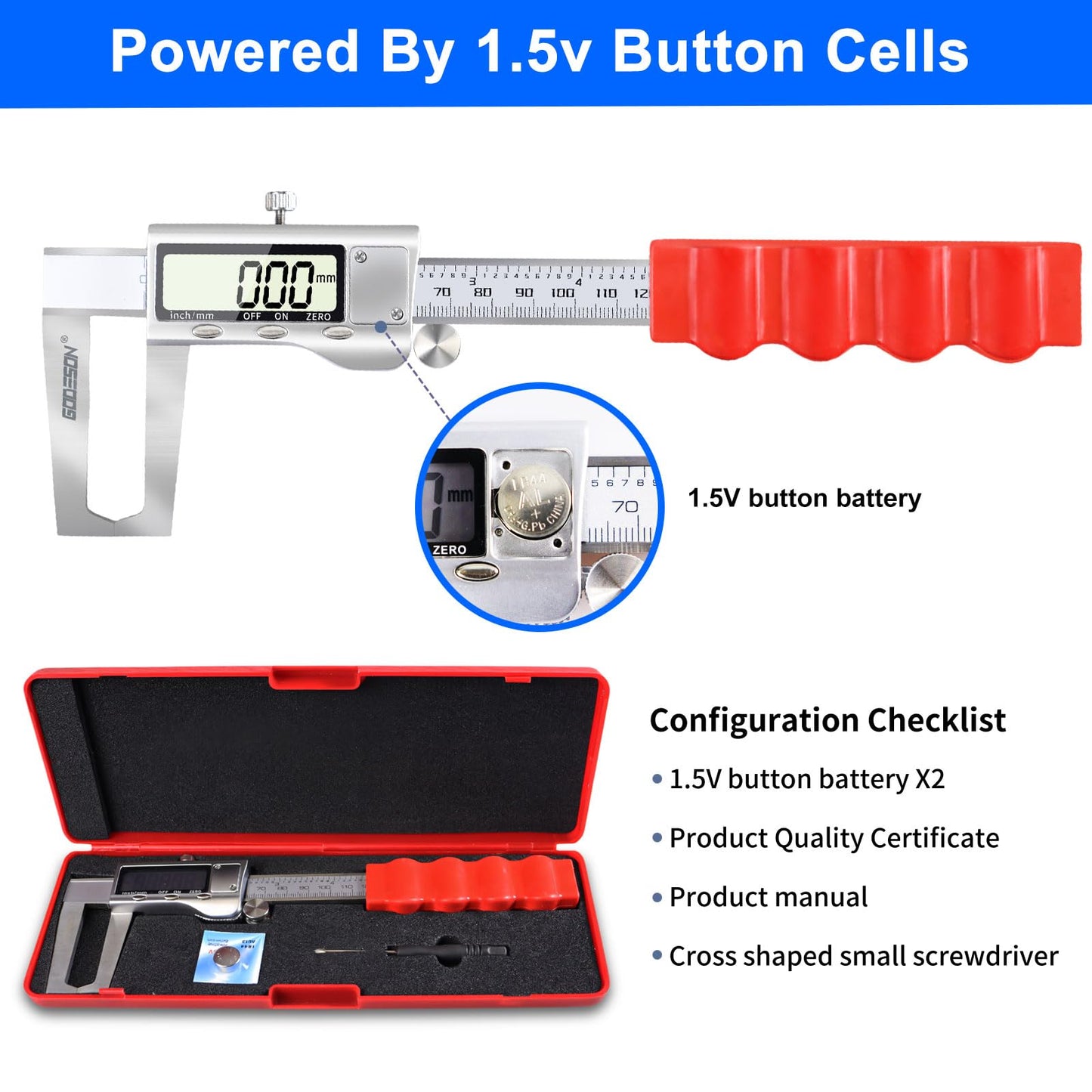 GODESON Disc Brake Rotor Micrometer,Digital Caliper Measuring Tool for Disc Brake-6 Inch/150mm,Brake Measuring Tool wtih Caliper- Inch/Metric Conversion, Brake Caliper with Stainless Steel