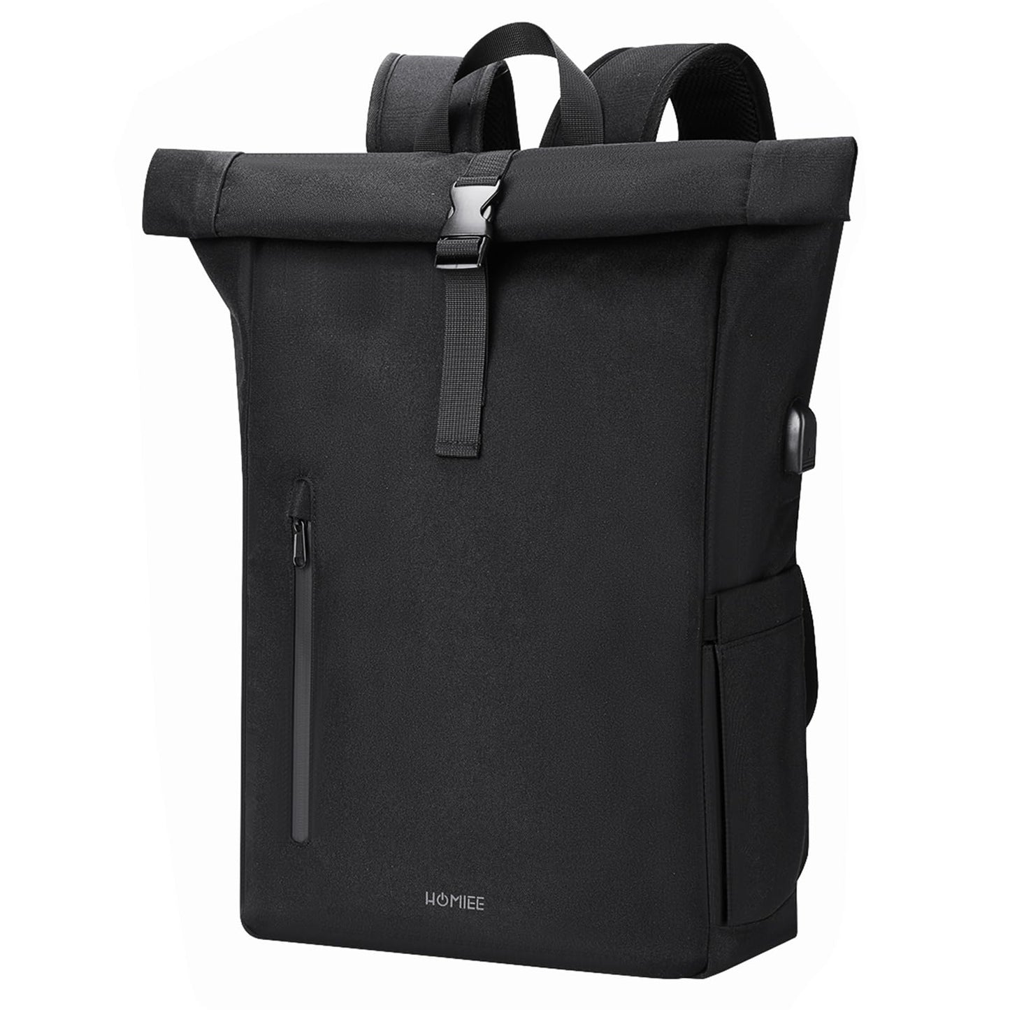 HOMIEE Rolltop Laptop Backpack for 17.3 Inch, Lightweight 24L-30L Expandable Waterproof Anti-theft Backpacks with USB Port Computer Daypack School Bag for Work Travel Men Women