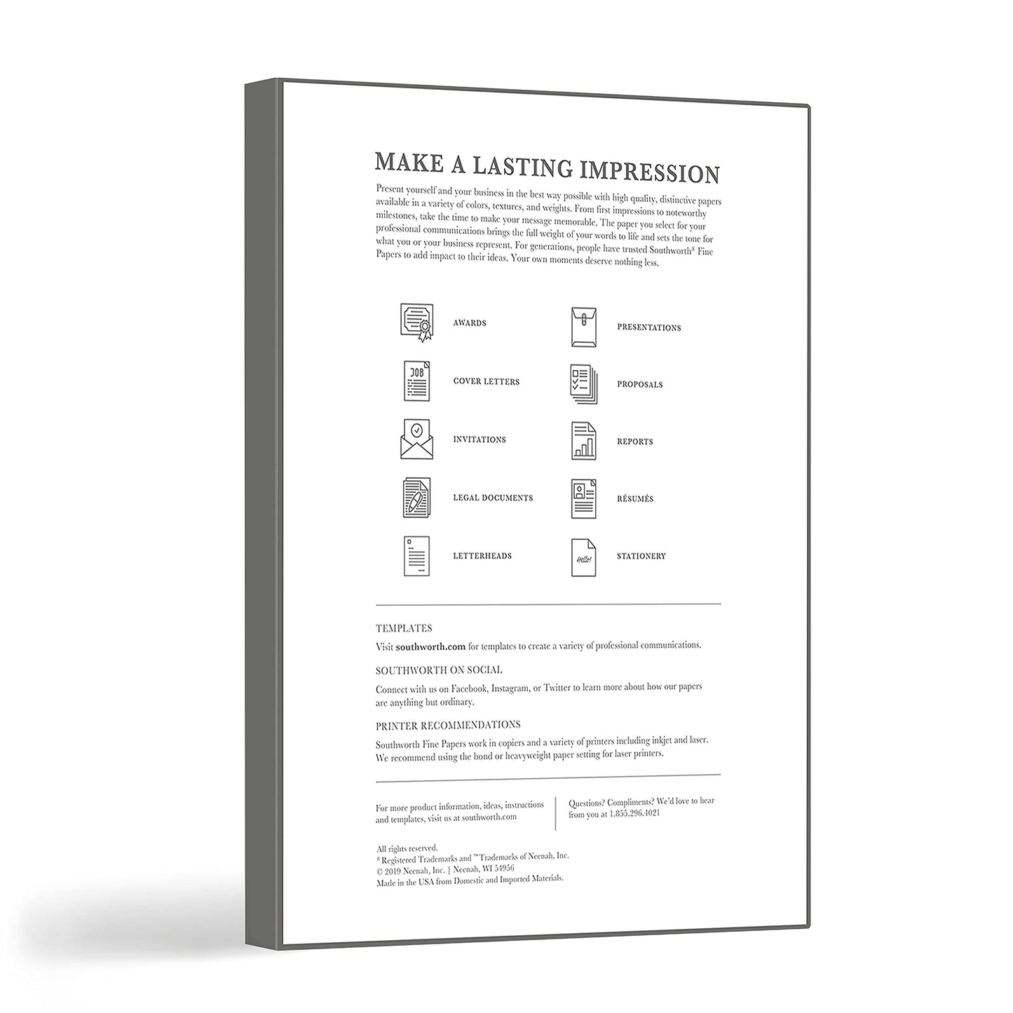 Southworth 100% Cotton Resume Paper, 8.5” x 11, 32 lb/120 gsm , Linen Finish, Blue, 100 Sheets - Packaging May Vary (RD18BCFLN)