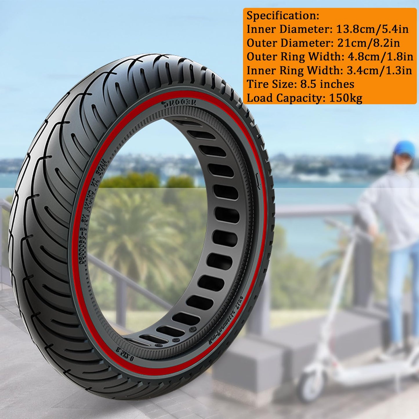 FOVNOT 8.5 Inch Solid Tire, Electric Scooter Tire Scooter Replacement Tires for Xiaomi M365/Pro/1S/Pro2/Essential/Gotrax Gxl V2/Gotrax XR Front or Rear Replacement Honeycomb Solid Tires (2 PCS)