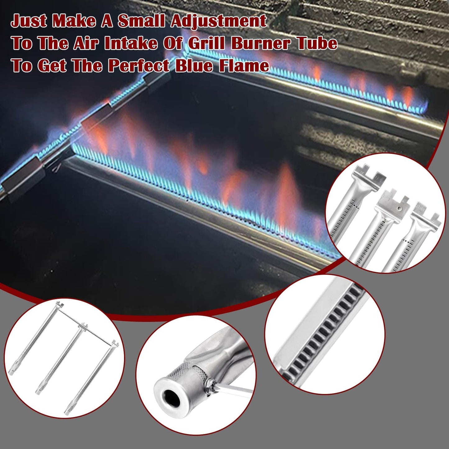 Hiorucet BBQ Replacement Parts for Weber Spirit 300 Series E310 E320 E330 S310 S320 S330, Weber Spirit II 300 Series Gas Grill with Front-Mounted Control, 7636 Flavorizer Bars and 69787 Burner Tubes