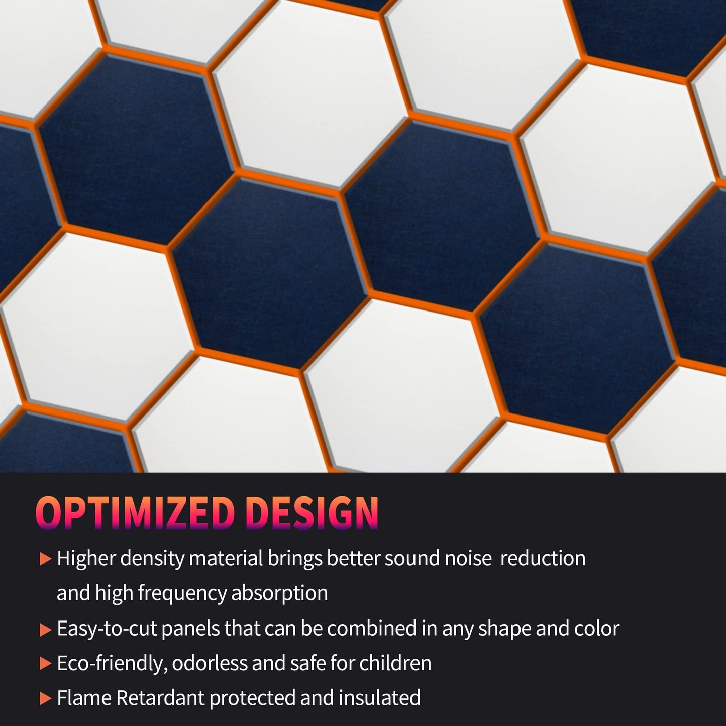 Mollywell Hexagon Acoustic Panels 14x12 - Reduce Echo & Reverb, Noise Blocking Wall Tiles for Living Room & Studio, Afraica & Moon Gray Sound Absorbing Panels