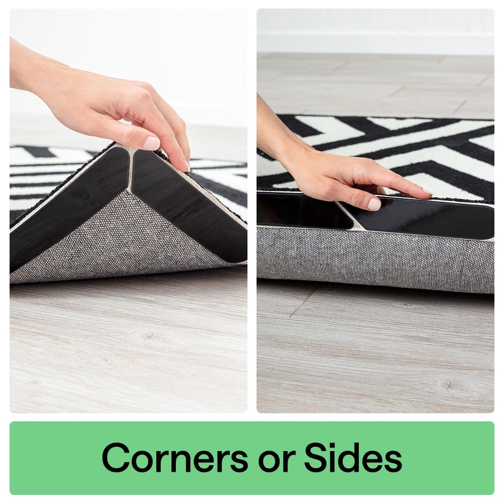 GORILLA GRIP 24 Pc Rug Gripper Pads Keep Area Rugs Corners from Curling, Reusable Double-Sided Stickers Holds Down Carpet in Place, Grips on Tile and Hardwood Floors Helps Prevent Sliding, Home Décor