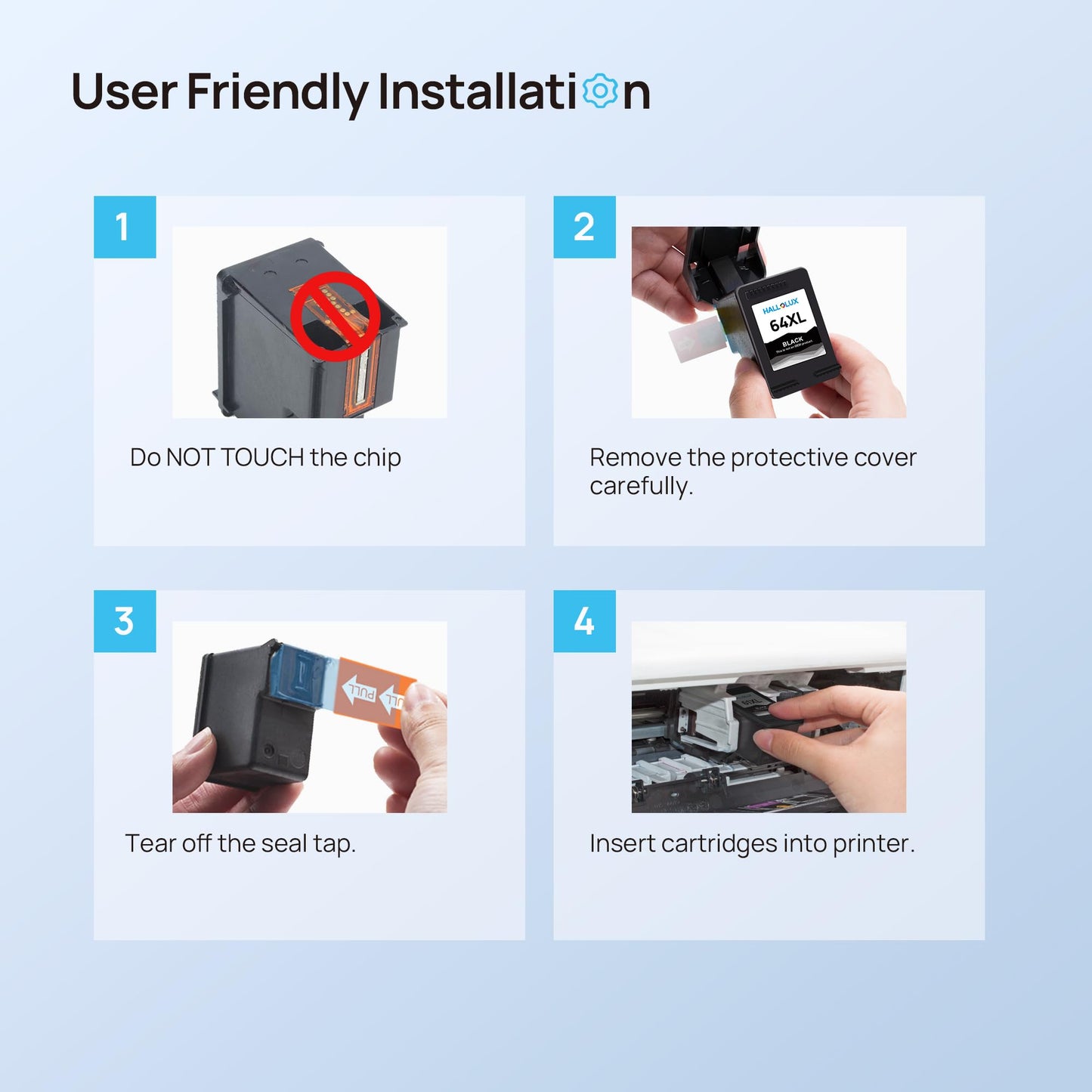 64XL Ink Cartridge for HP Printer Ink 64 XL Cartouche Encre for HP64XL Combo Pack Compatible for HP Envy 7155 7200 7255 7820 Series 7800 7822 7855 7858 Tango X Terra Printer (Black, Colour)