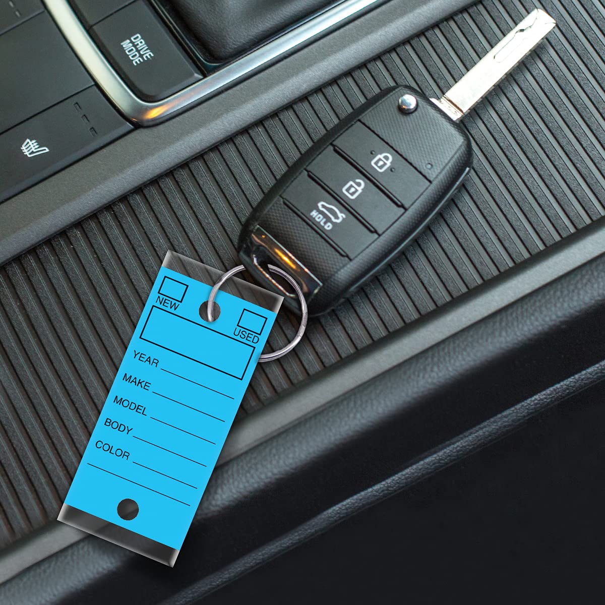 BLUE - Genuine Versa-Tag Blue Key Tags, Self-Protecting (250 tags per box with "Chrome" plated steel rings)
