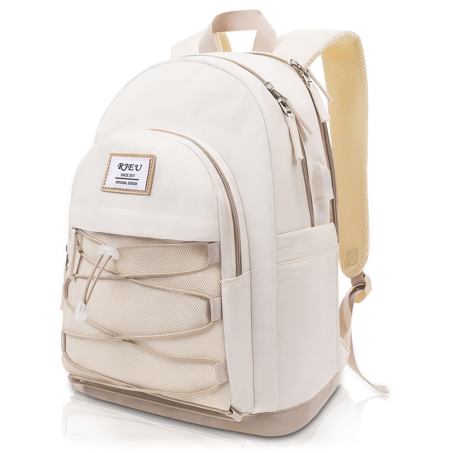 Backpack for Teens,Casual Laptop Backpack for Teenage Middle School High School, College Student Girls Boys，Khaki Beige