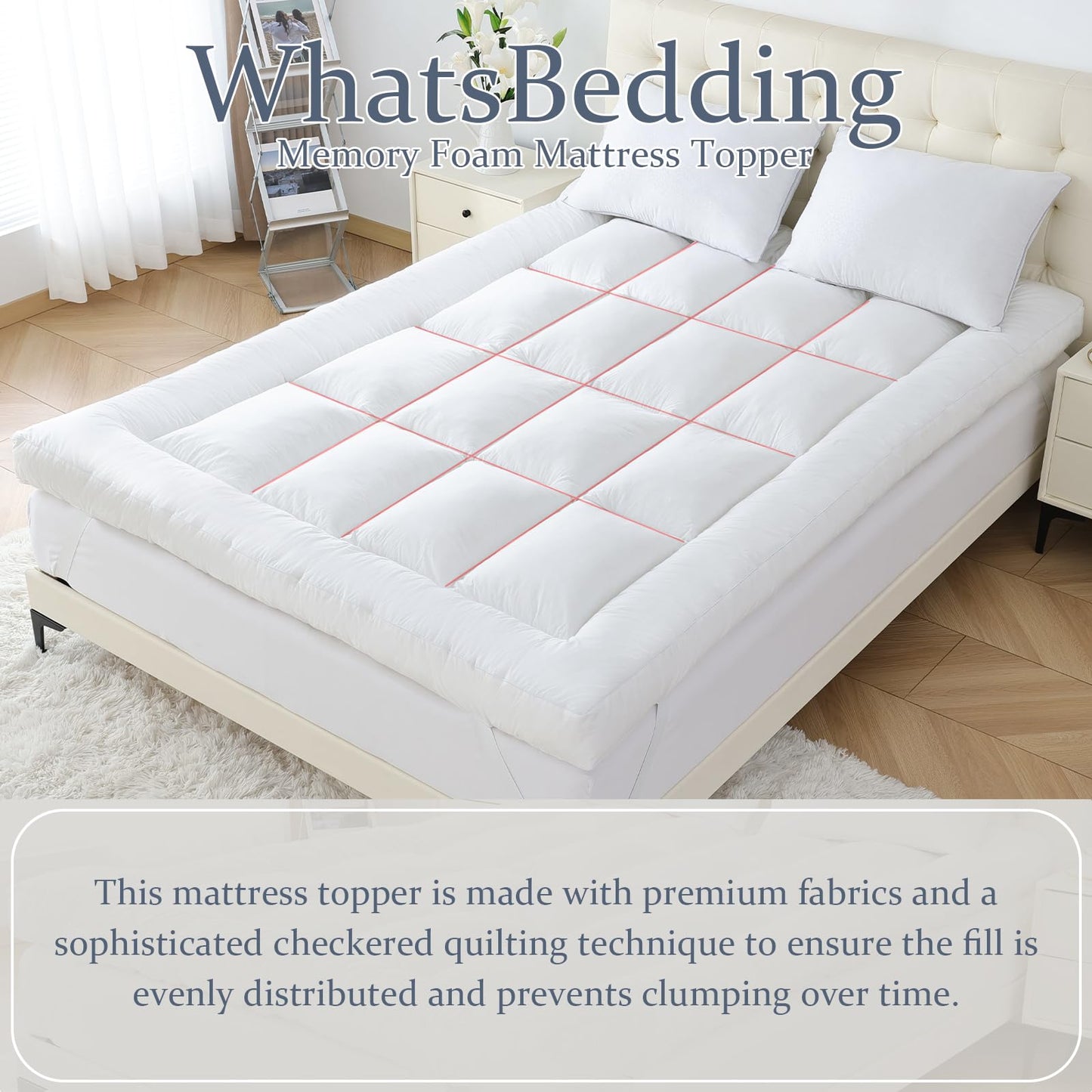 WhatsBedding 5 Inch Memory Foam Mattress Topper Twin for Back Pain Relief, Filled with Breathable Memory Foam, Soft Fluffy Supportive Bed Mattress Topper, 75x39x5in