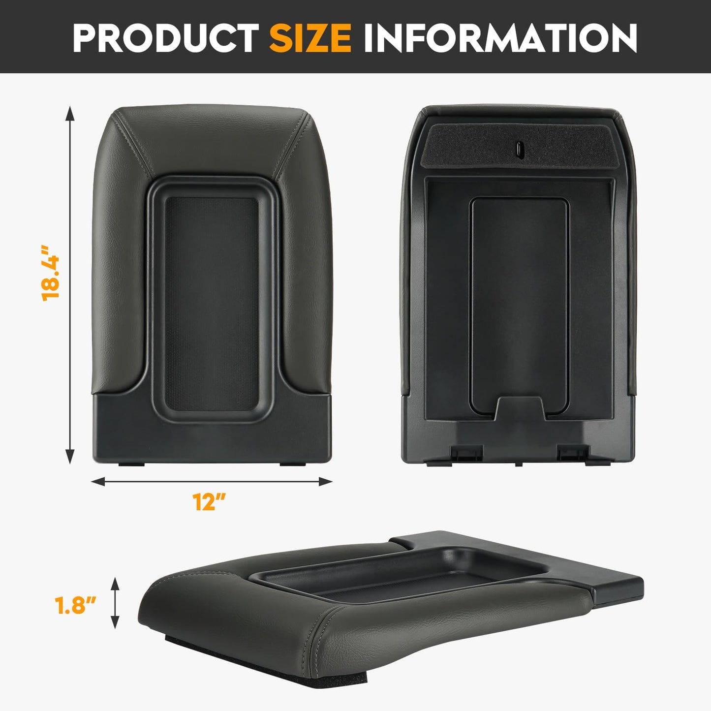 Dark Grey Center Console Cover Armrest Lids w/Base for 2001-2006 Silverado, 2002-2006 Escalade/Chevy Avalanche, GMC Sierra Yukon XL, 1500 2500, Replace 19127364, 19127366